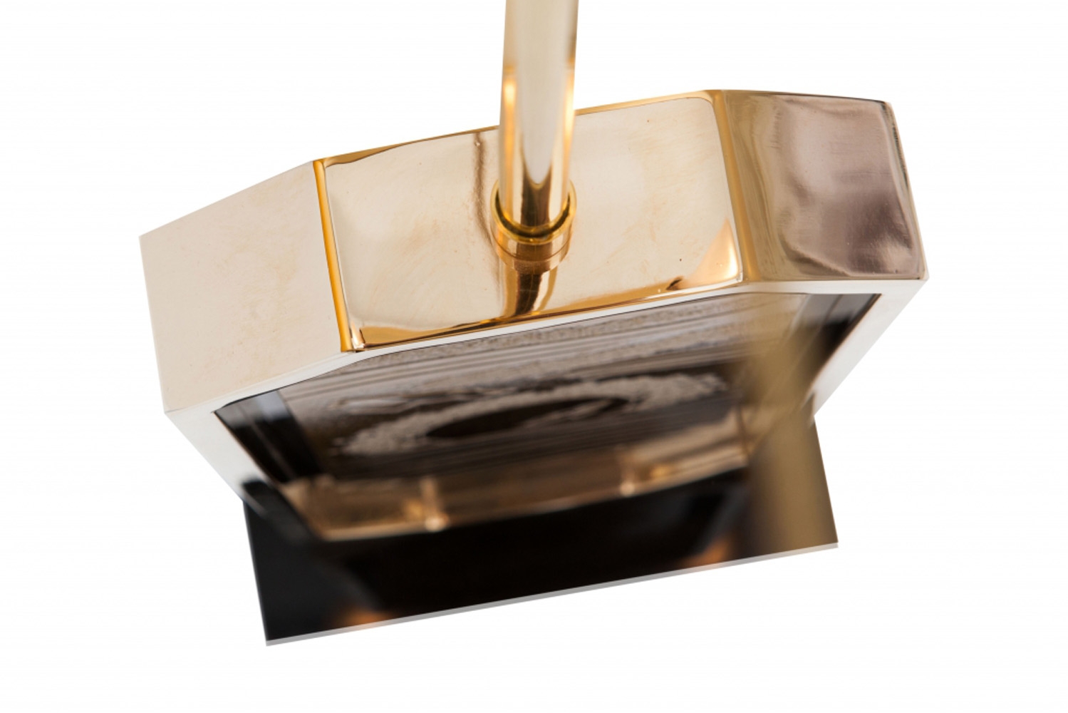 Gold Plated Brass Etched Table Lamp - 1980s