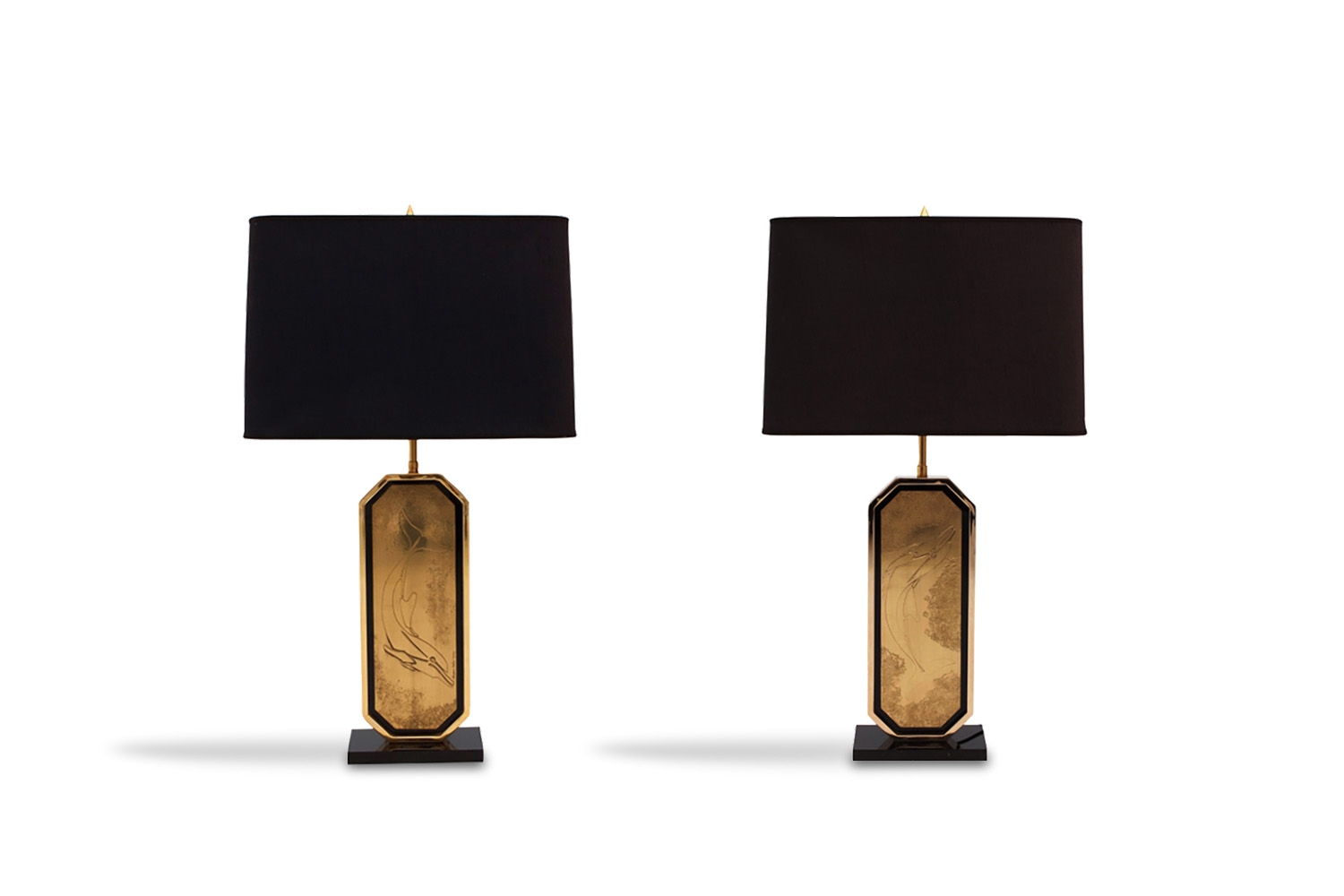 Gold & Brass Etched Lamps, Maho - 1980s