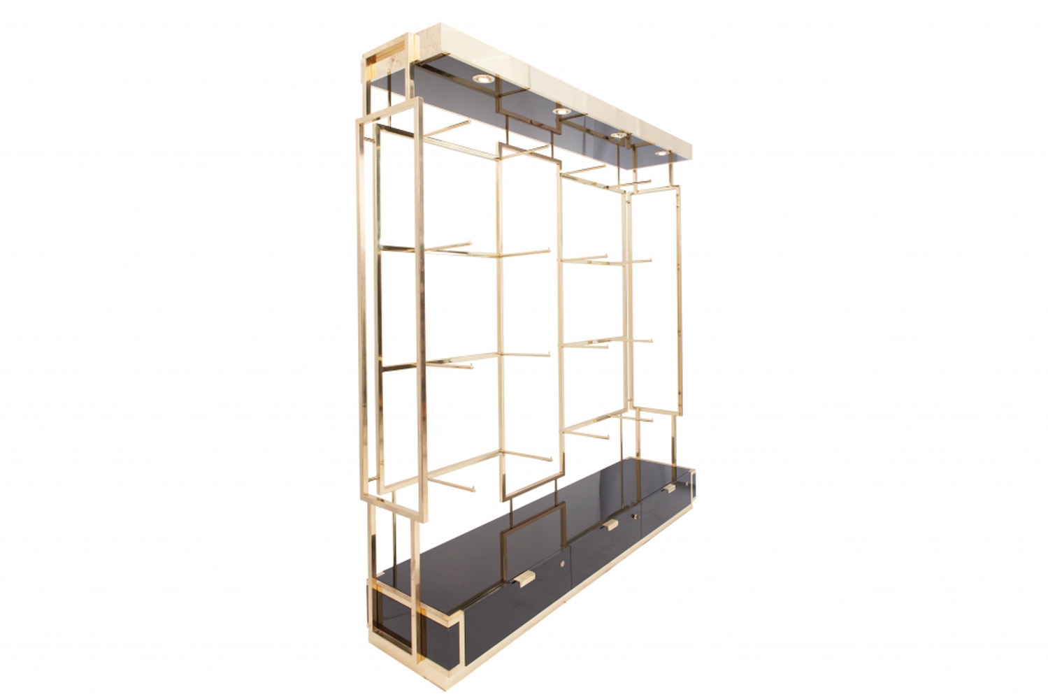 Black Lacquer And Brass Étagère Display Unit - 2000s