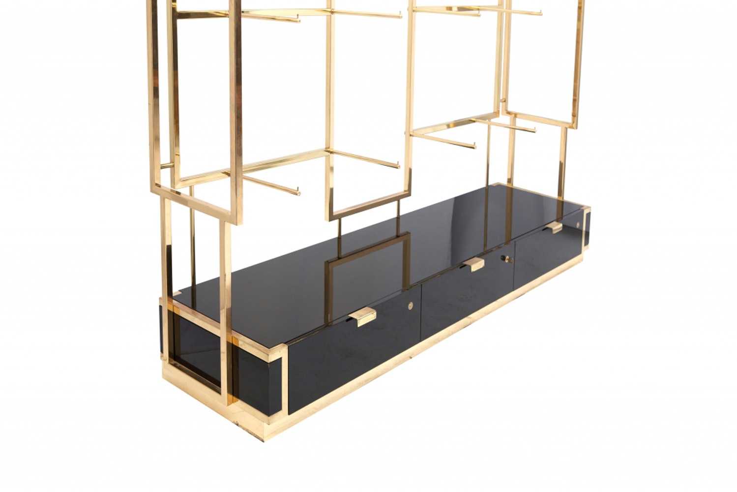 Black Lacquer And Brass Étagère Display Unit - 2000s