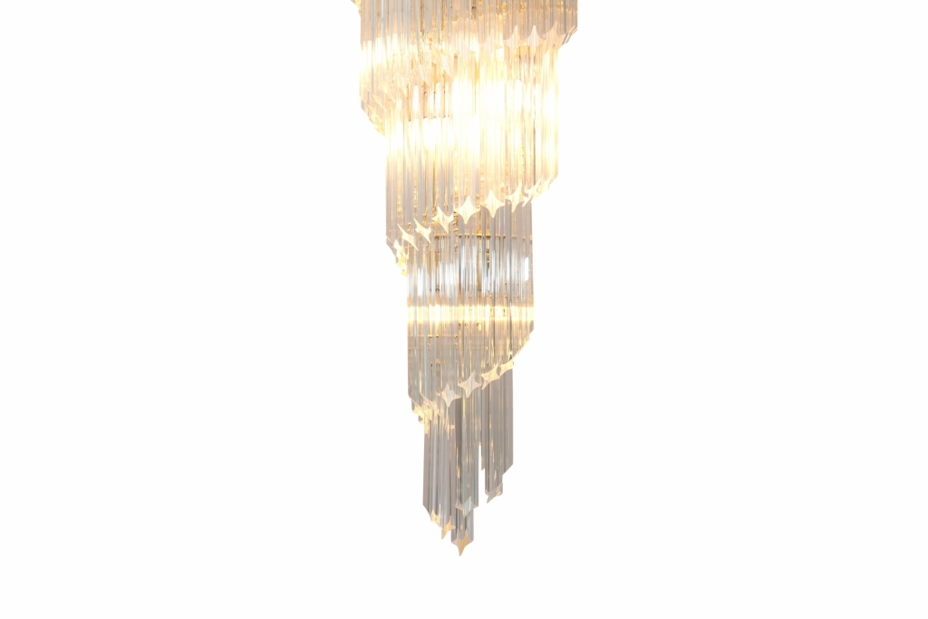 Crystal Glass Spiralling Chandelier, Venini Murano - 1960s
