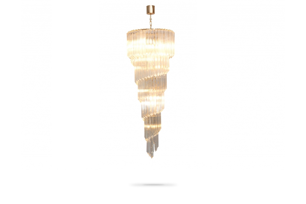Crystal Glass Spiralling Chandelier, Venini Murano - 1960s