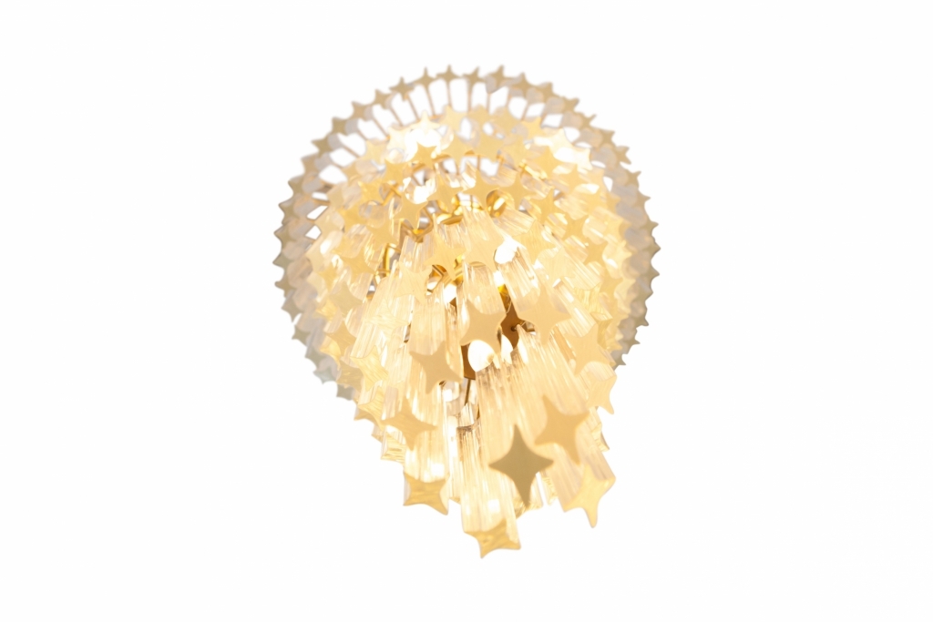 Crystal Glass Spiralling Chandelier, Venini Murano - 1960s