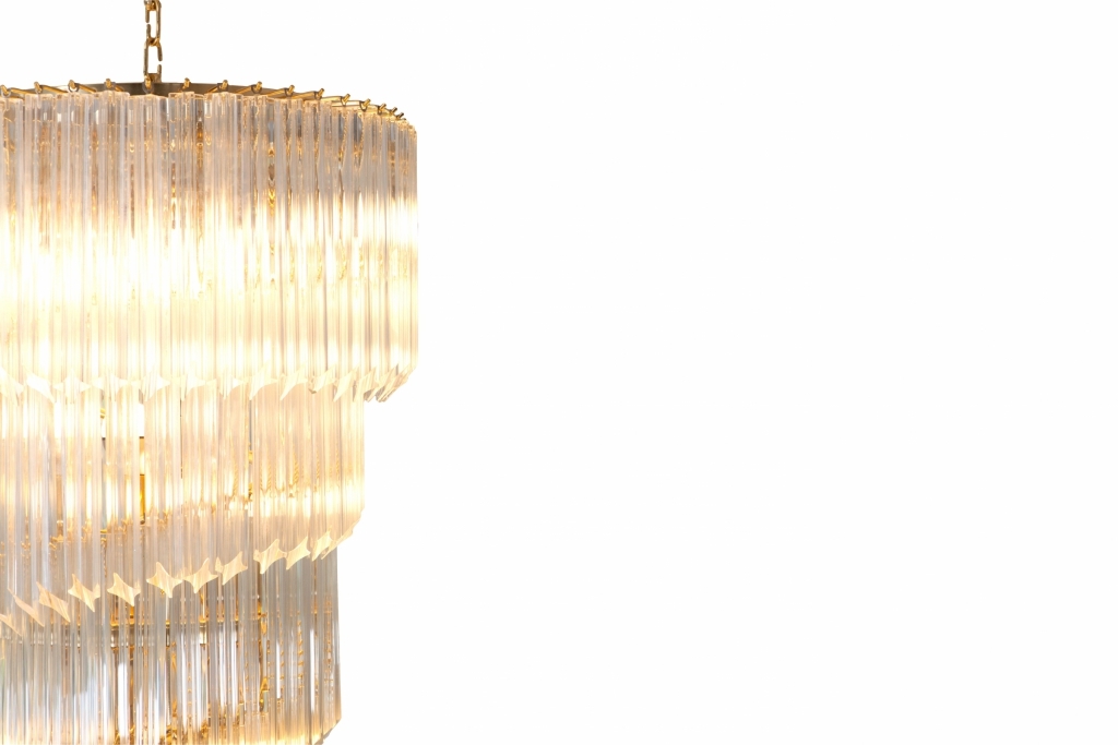 Crystal Glass Spiralling Chandelier, Venini Murano - 1960s
