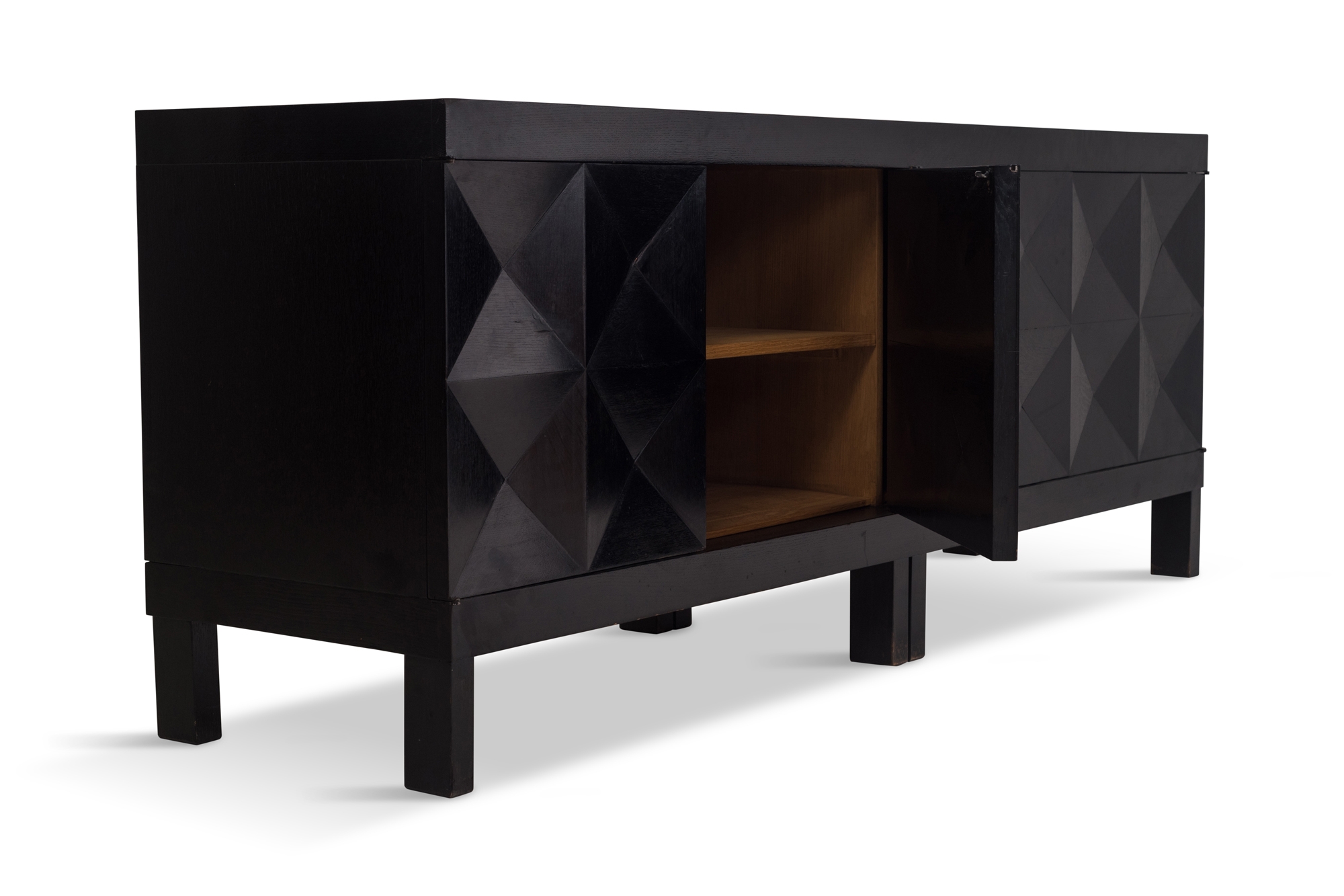 De Coene Brutalist Sideboard In Stained Oak - 1950s
