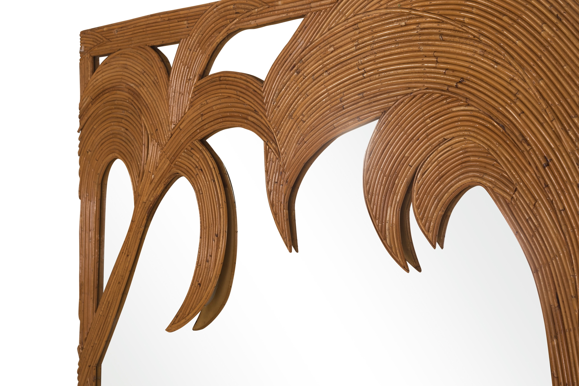 Vivai del Sud pair of Bamboo Palmtree Mirrors - 1970s
