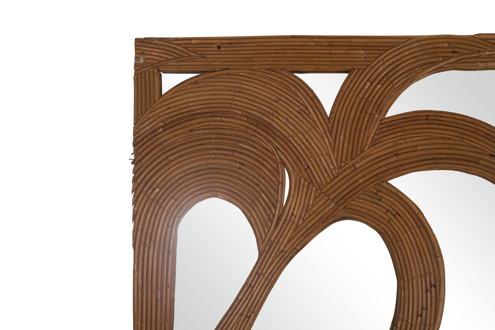 Vivai del Sud pair of Bamboo Palmtree Mirrors - 1970s