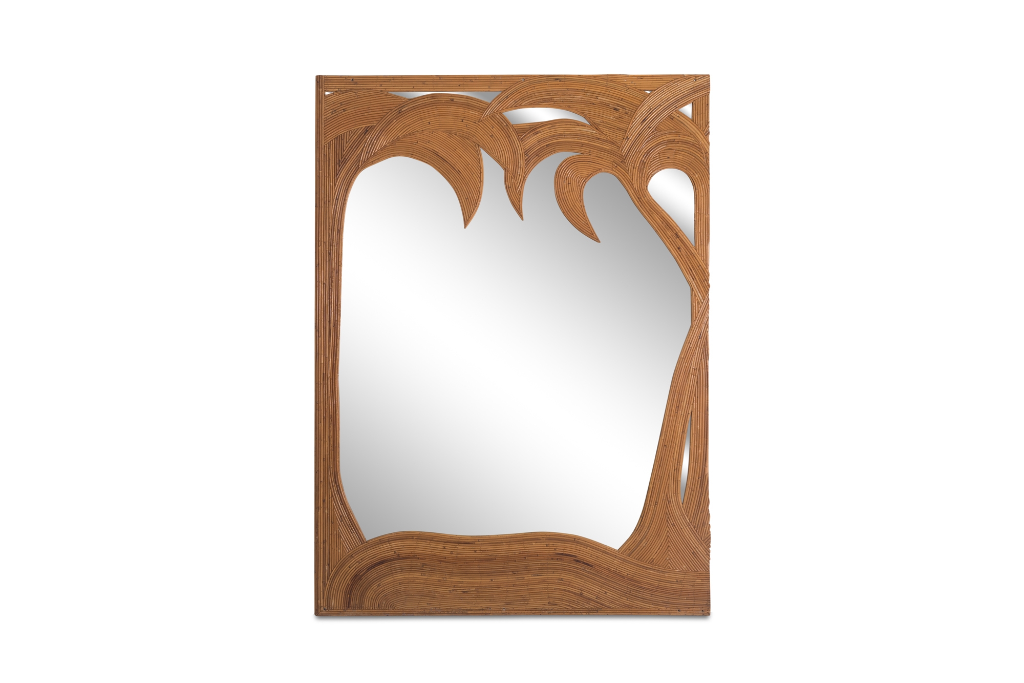 Vivai del Sud pair of Bamboo Palmtree Mirrors - 1970s