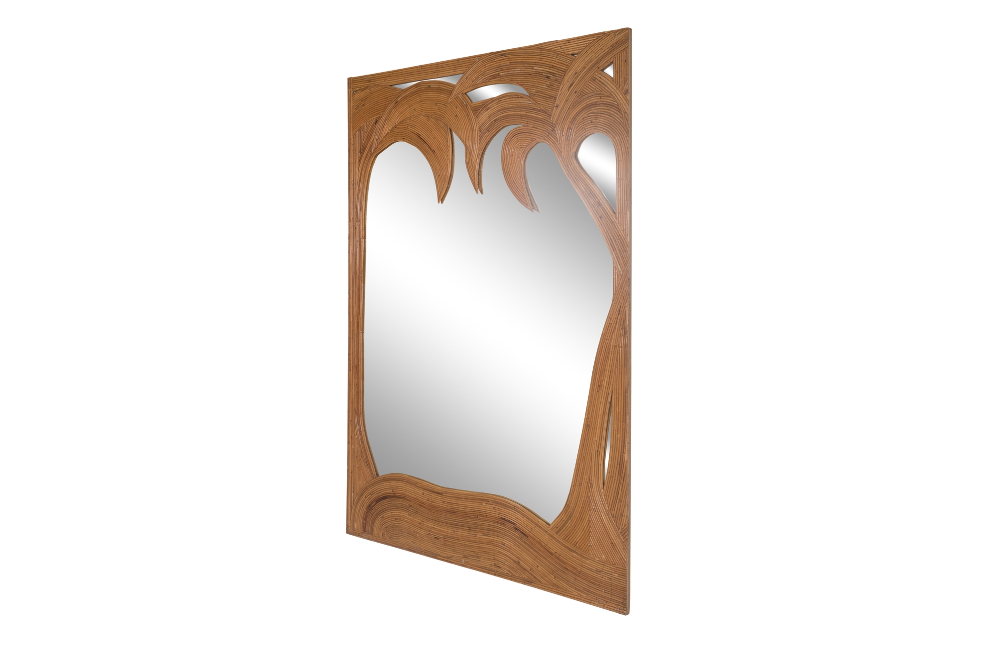 Vivai del Sud pair of Bamboo Palmtree Mirrors - 1970s