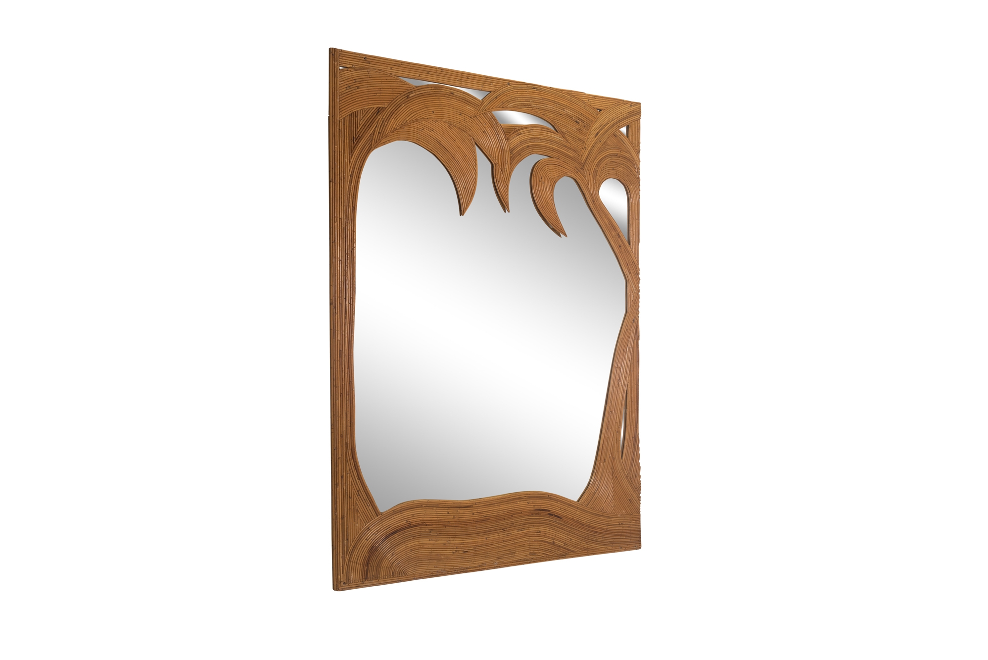 Vivai del Sud pair of Bamboo Palmtree Mirrors - 1970s
