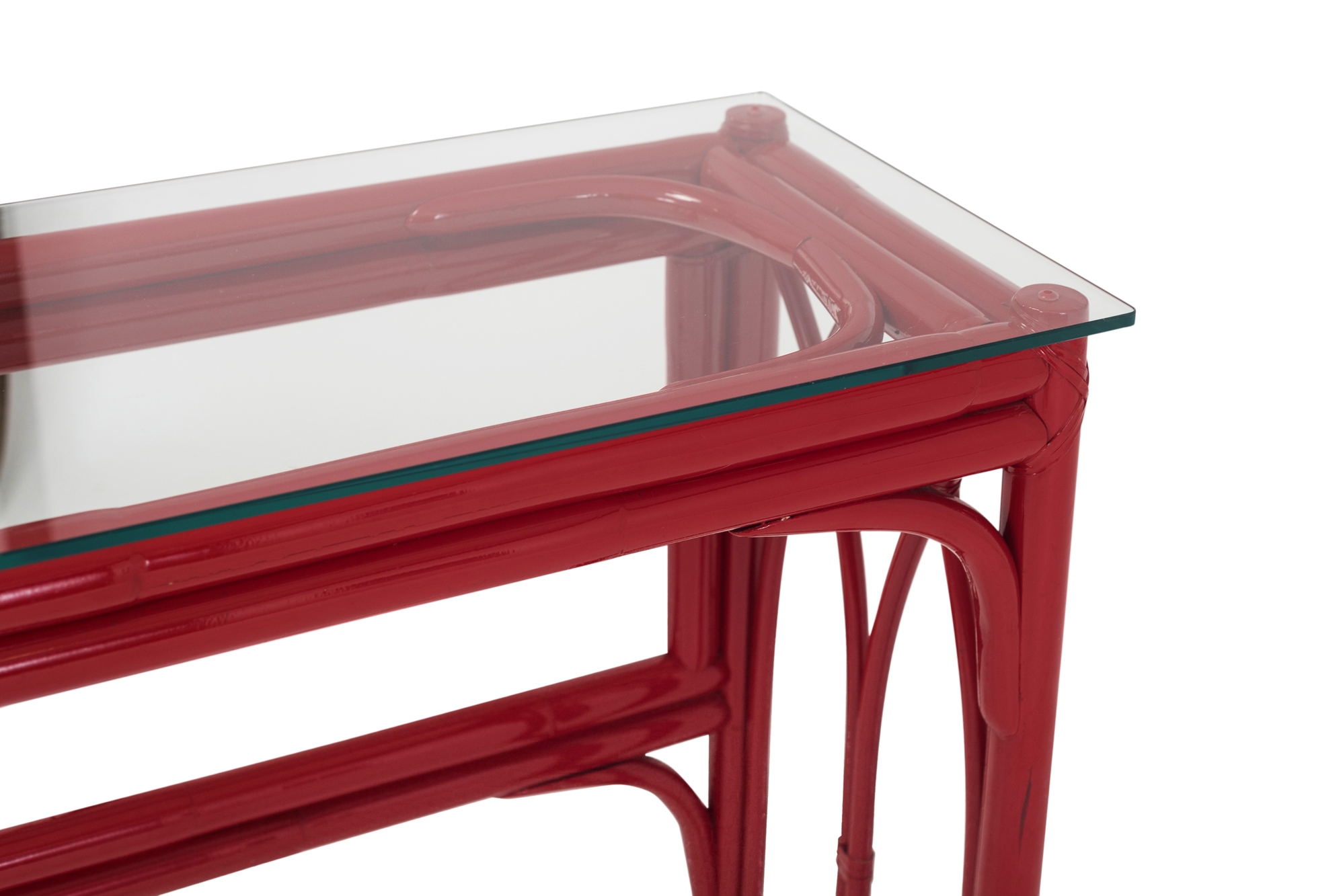 Lacquered Bamboo Vanity Table In Regency Style - 1970s