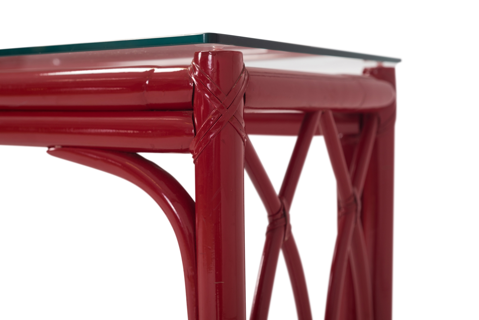 Lacquered Bamboo Vanity Table In Regency Style - 1970s