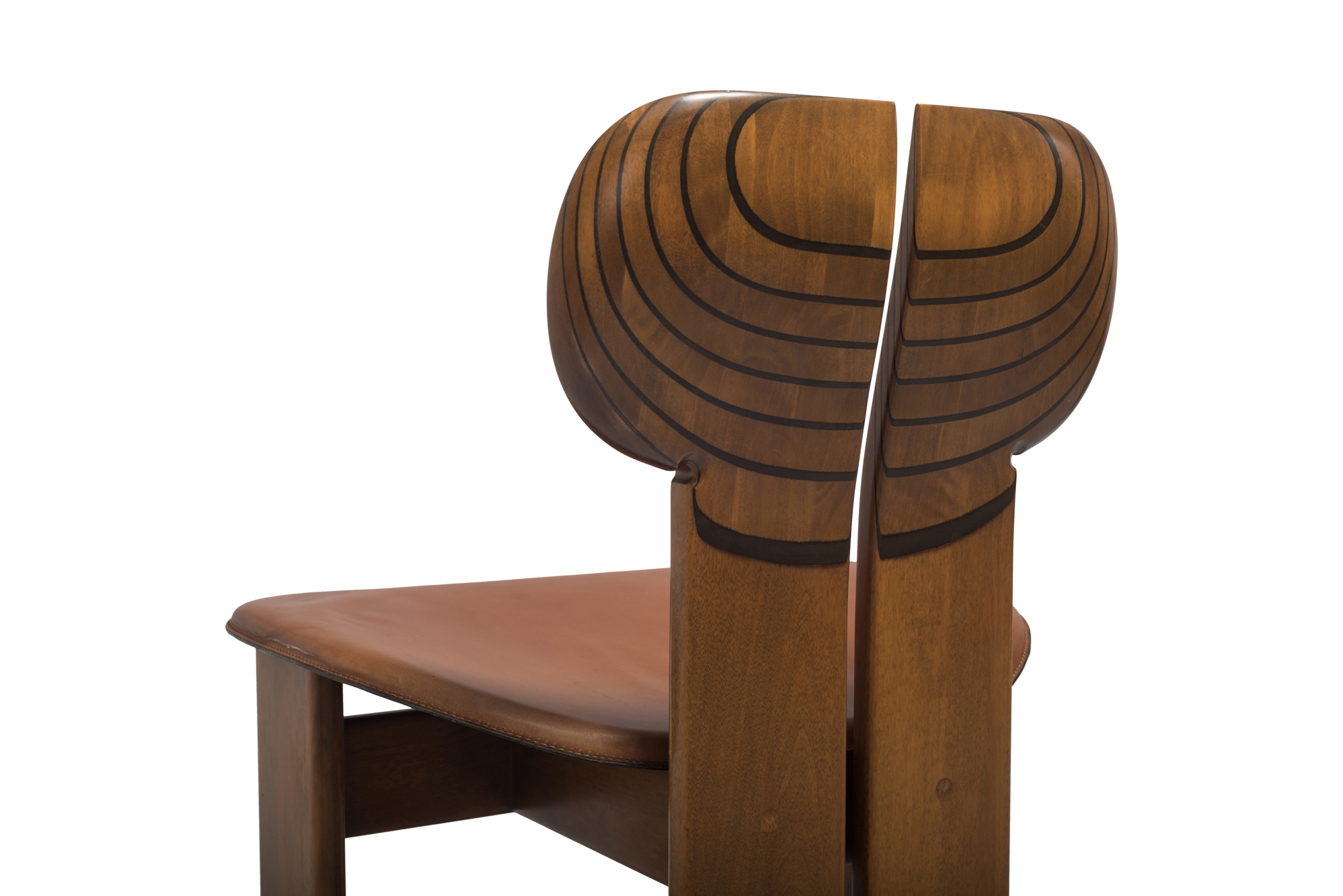 Afra and Tobia Scarpa Africa Chairs With Cognac Leather Seating - 1975