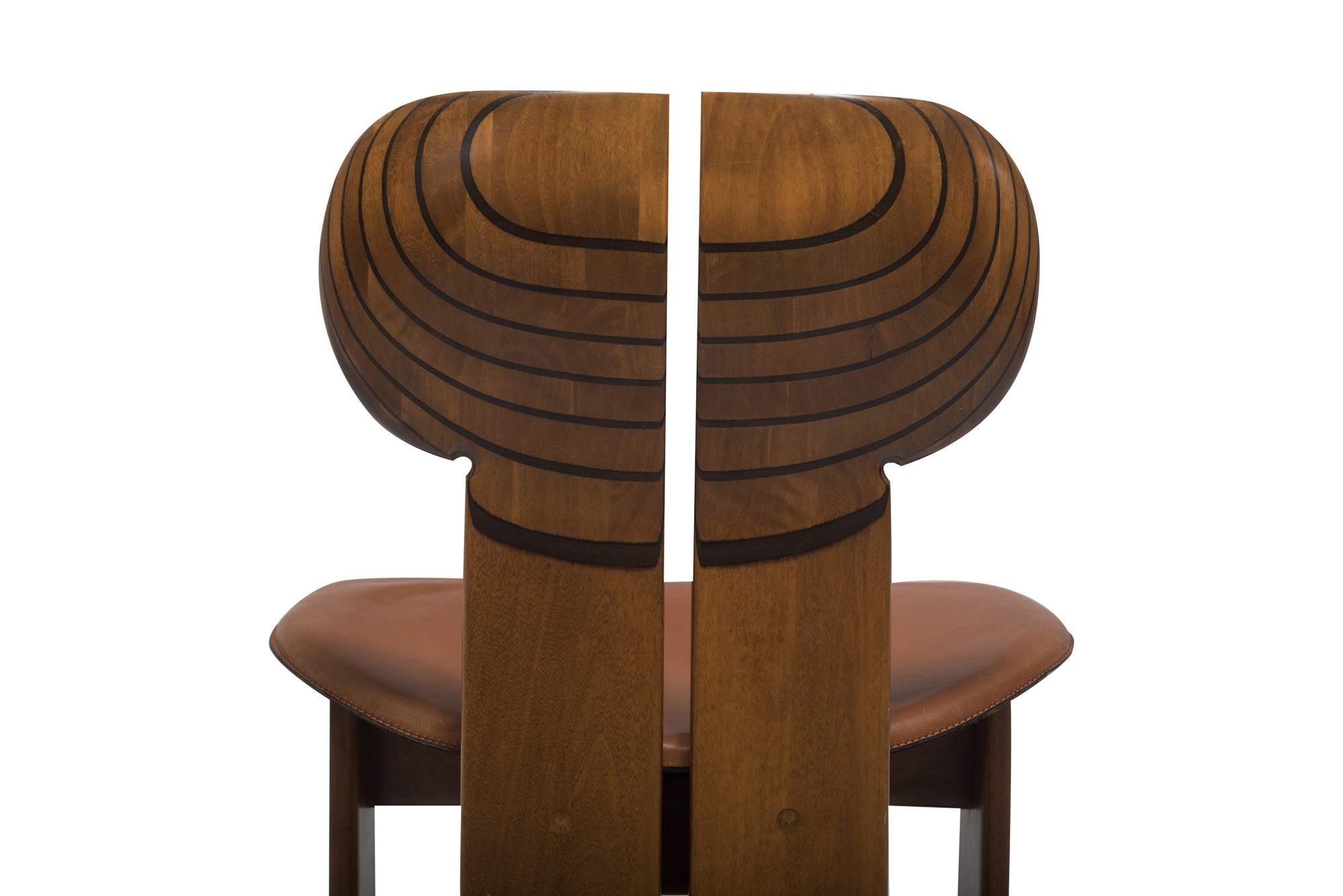 Afra and Tobia Scarpa Africa Chairs With Cognac Leather Seating - 1975