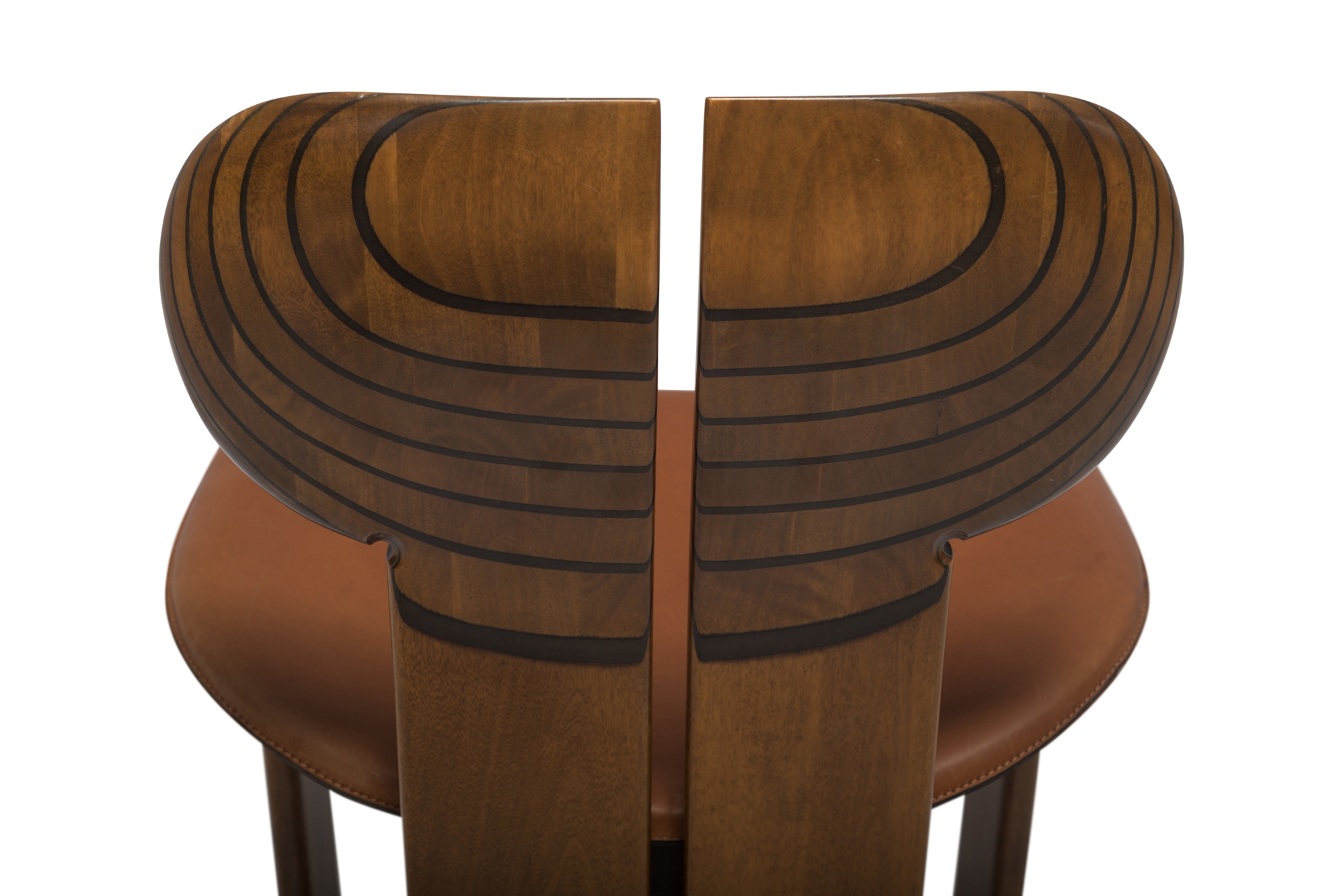 Afra and Tobia Scarpa Africa Chairs With Cognac Leather Seating - 1975