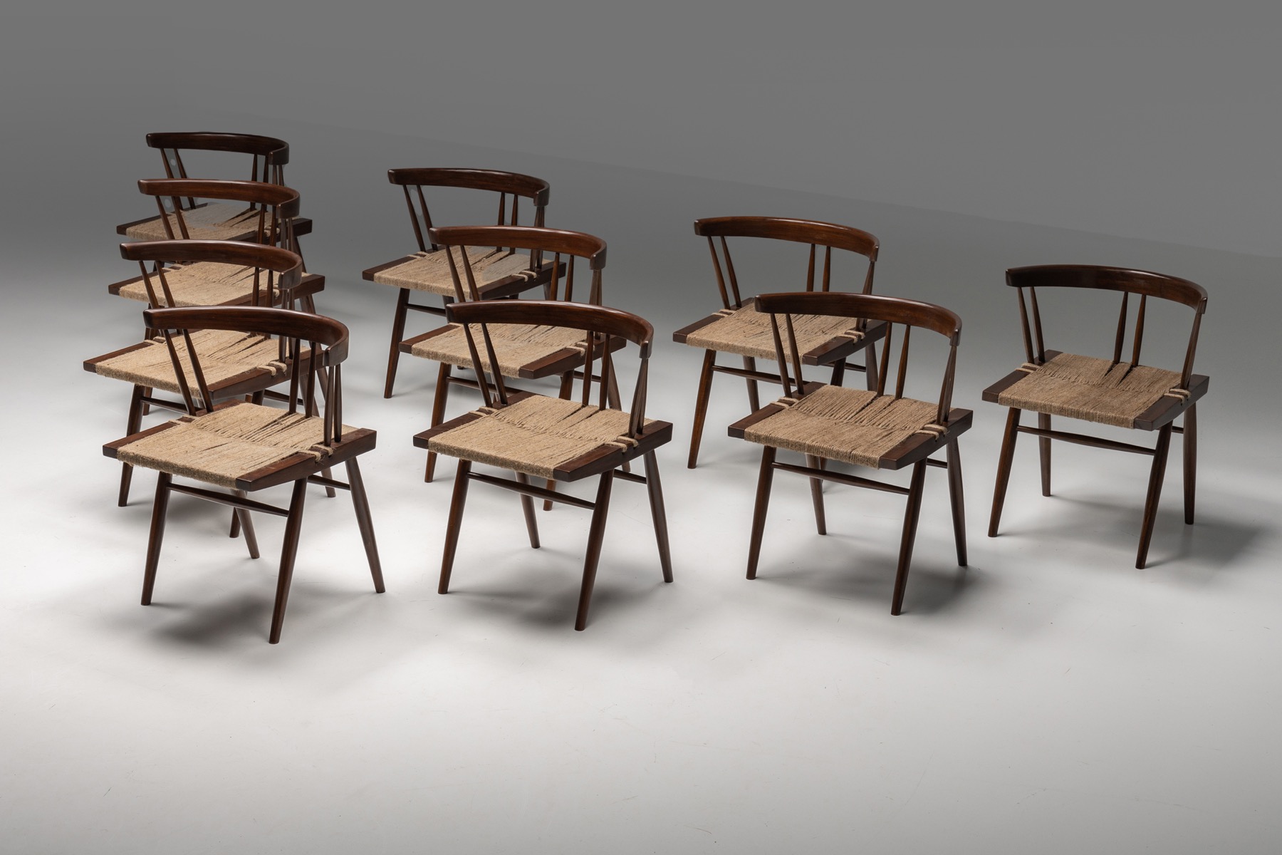 George Nakashima Grass Seated Dining Chairs - 1960