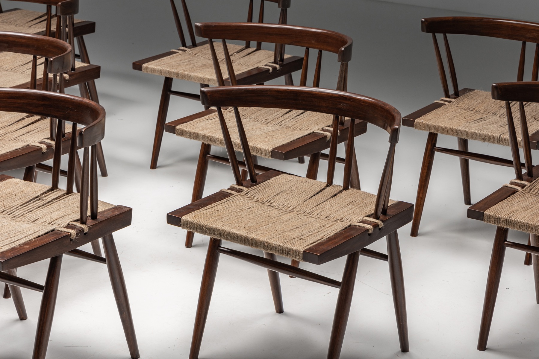 George Nakashima Grass Seated Dining Chairs - 1960