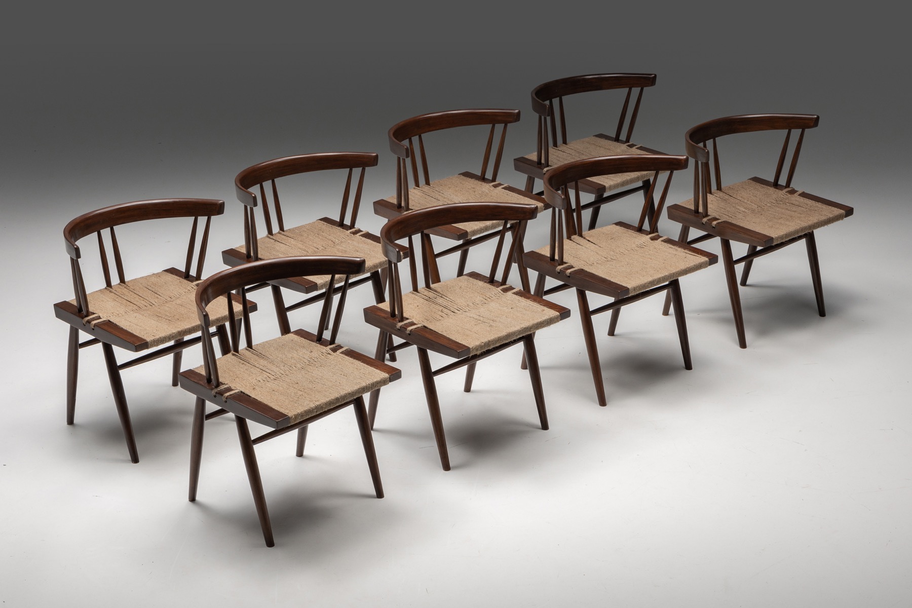 George Nakashima Grass Seated Dining Chairs - 1960