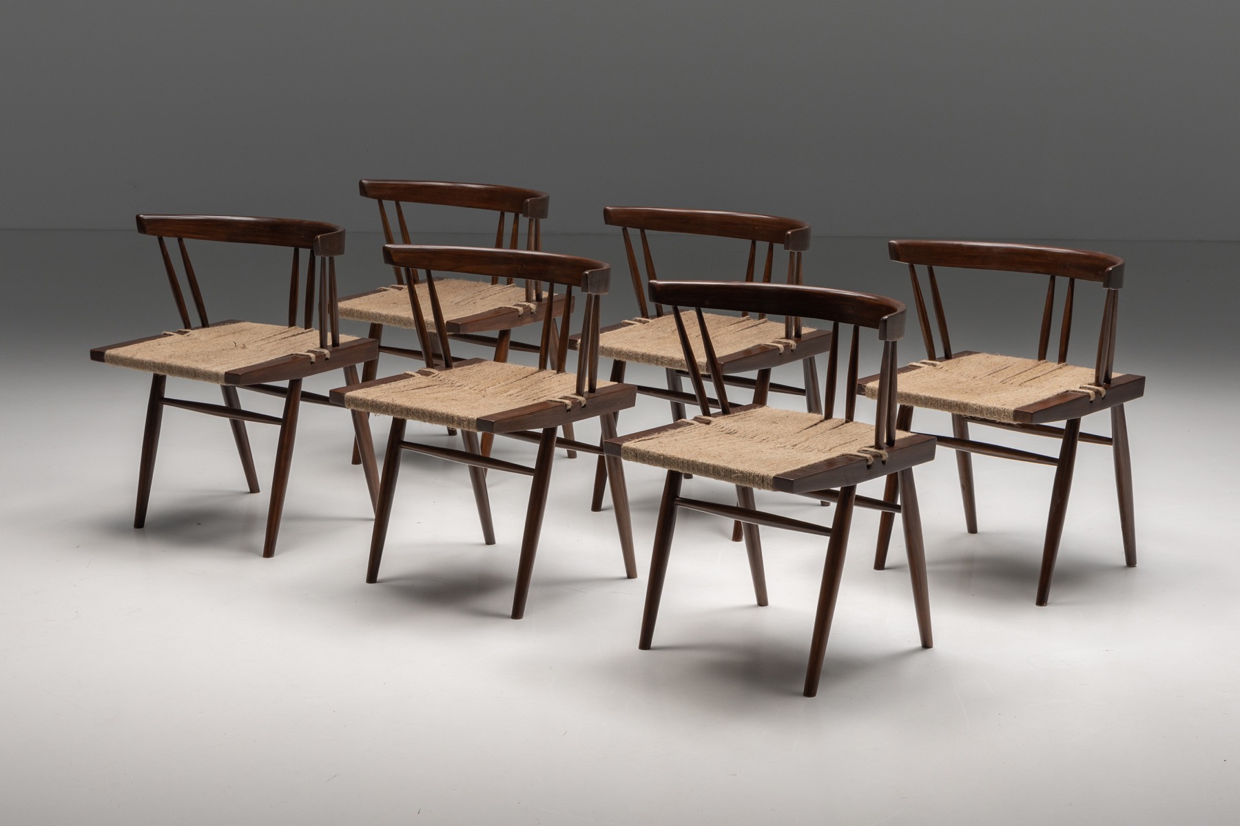 George Nakashima Grass Seated Dining Chairs - 1960