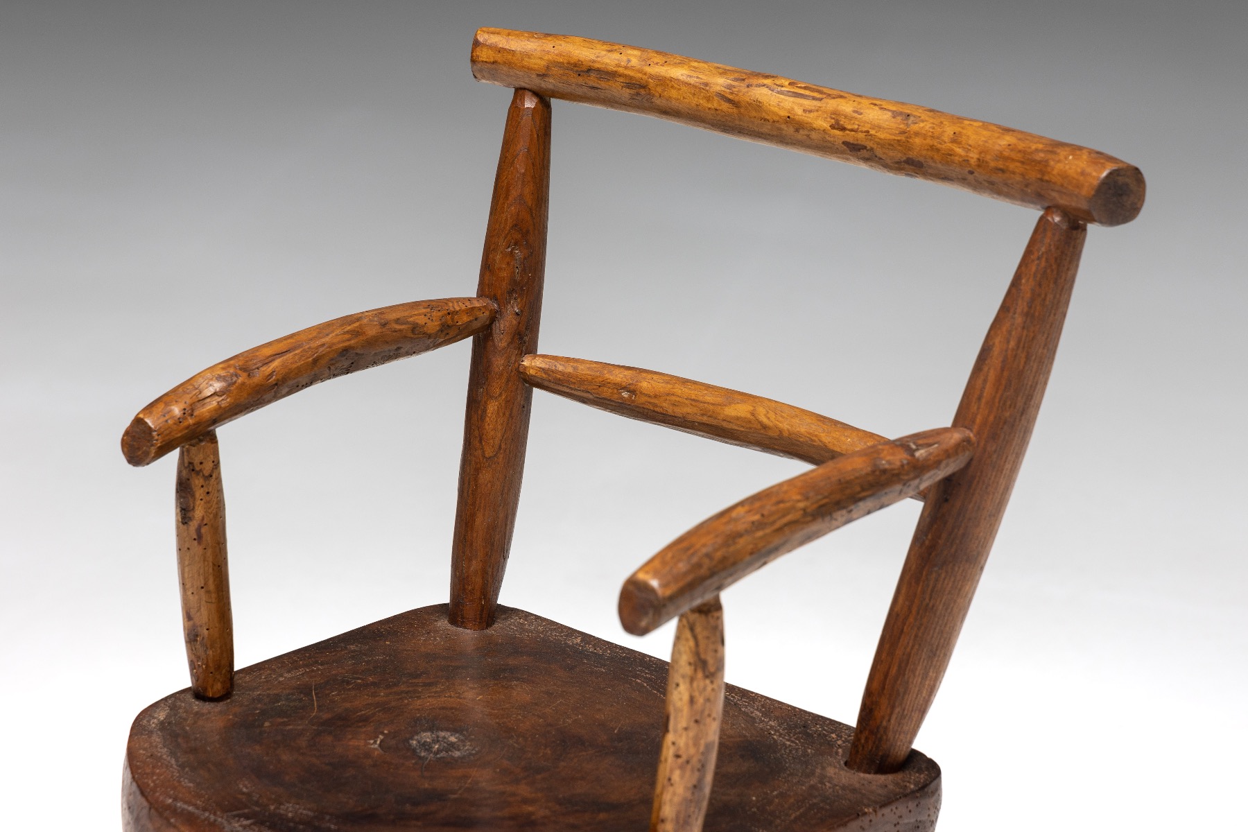 Brutalist Solid Wood Child's Armchair - 1960s