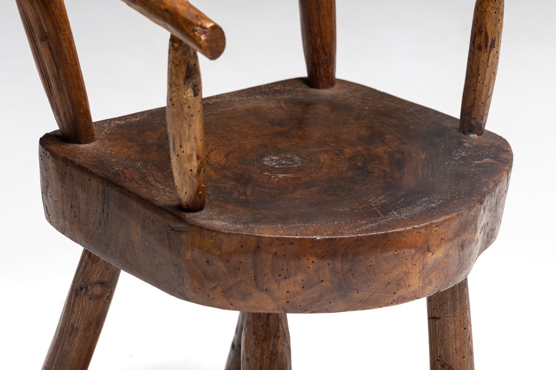Brutalist Solid Wood Child's Armchair - 1960s