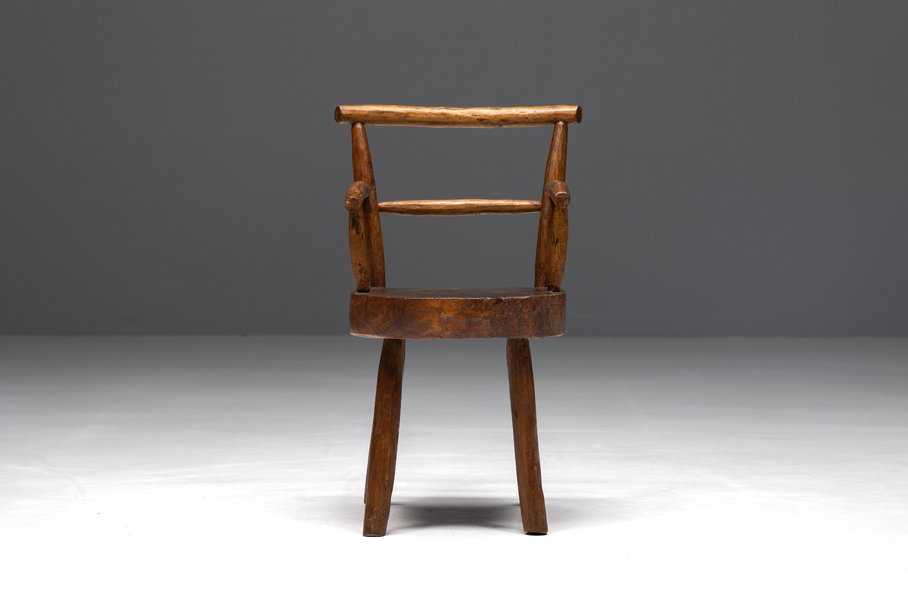 Brutalist Solid Wood Child's Armchair - 1960s