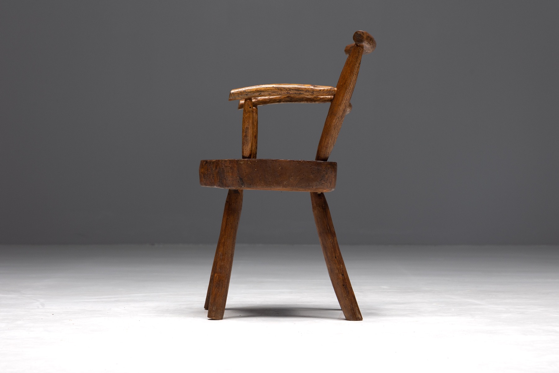 Brutalist Solid Wood Child's Armchair - 1960s