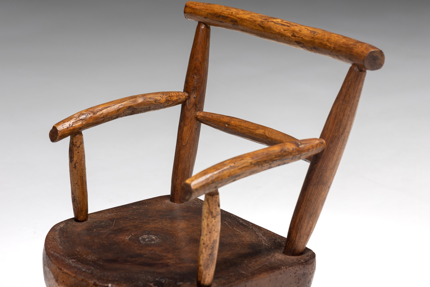 Brutalist Solid Wood Child's Armchair - 1960s