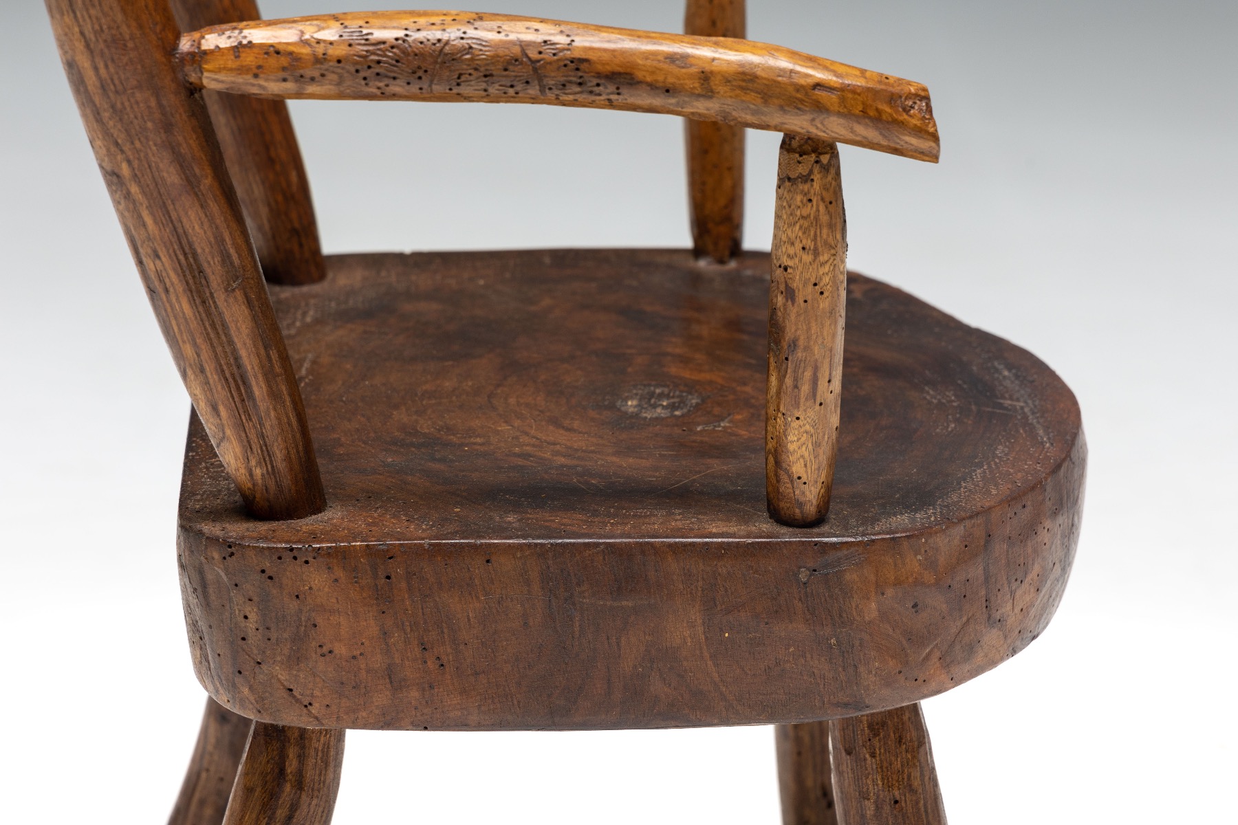 Brutalist Solid Wood Child's Armchair - 1960s