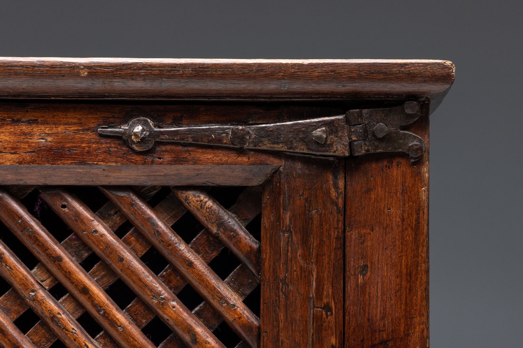 Rustic Dark Wood Pantry Cabinet - 1800s