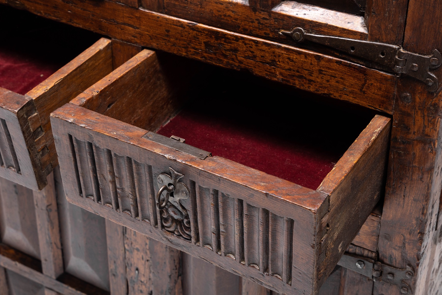 Rustic Dark Wood Pantry Cabinet - 1800s