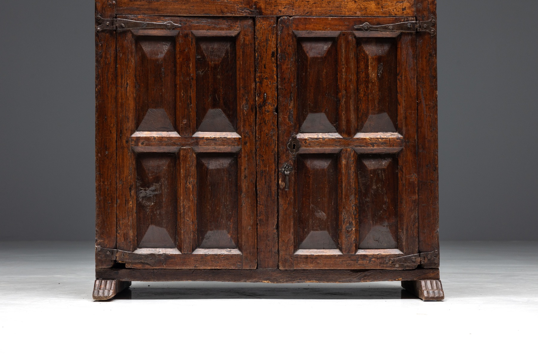 Rustic Dark Wood Pantry Cabinet - 1800s