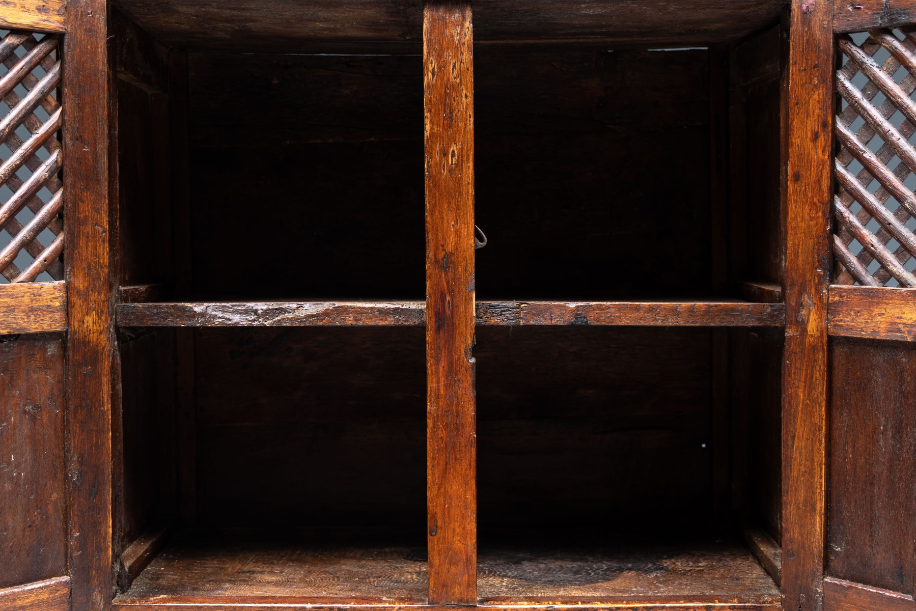 Rustic Dark Wood Pantry Cabinet - 1800s