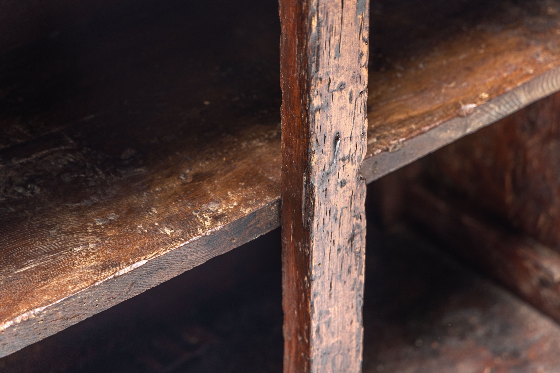 Rustic Dark Wood Pantry Cabinet - 1800s