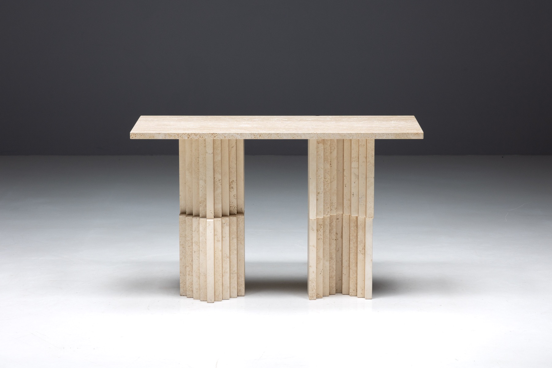Postmodern Travertine Console Table - 1970s