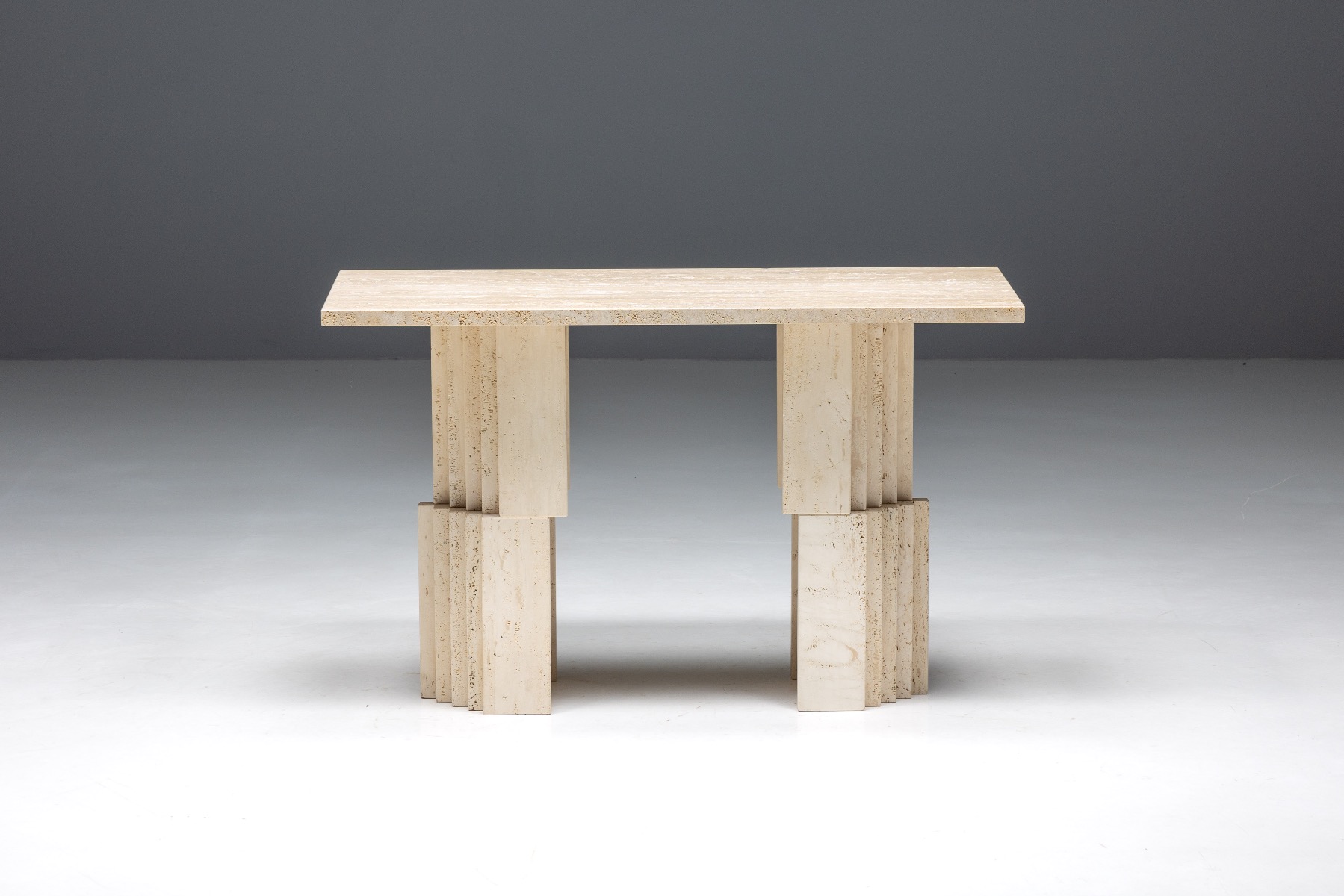 Postmodern Travertine Console Table - 1970s