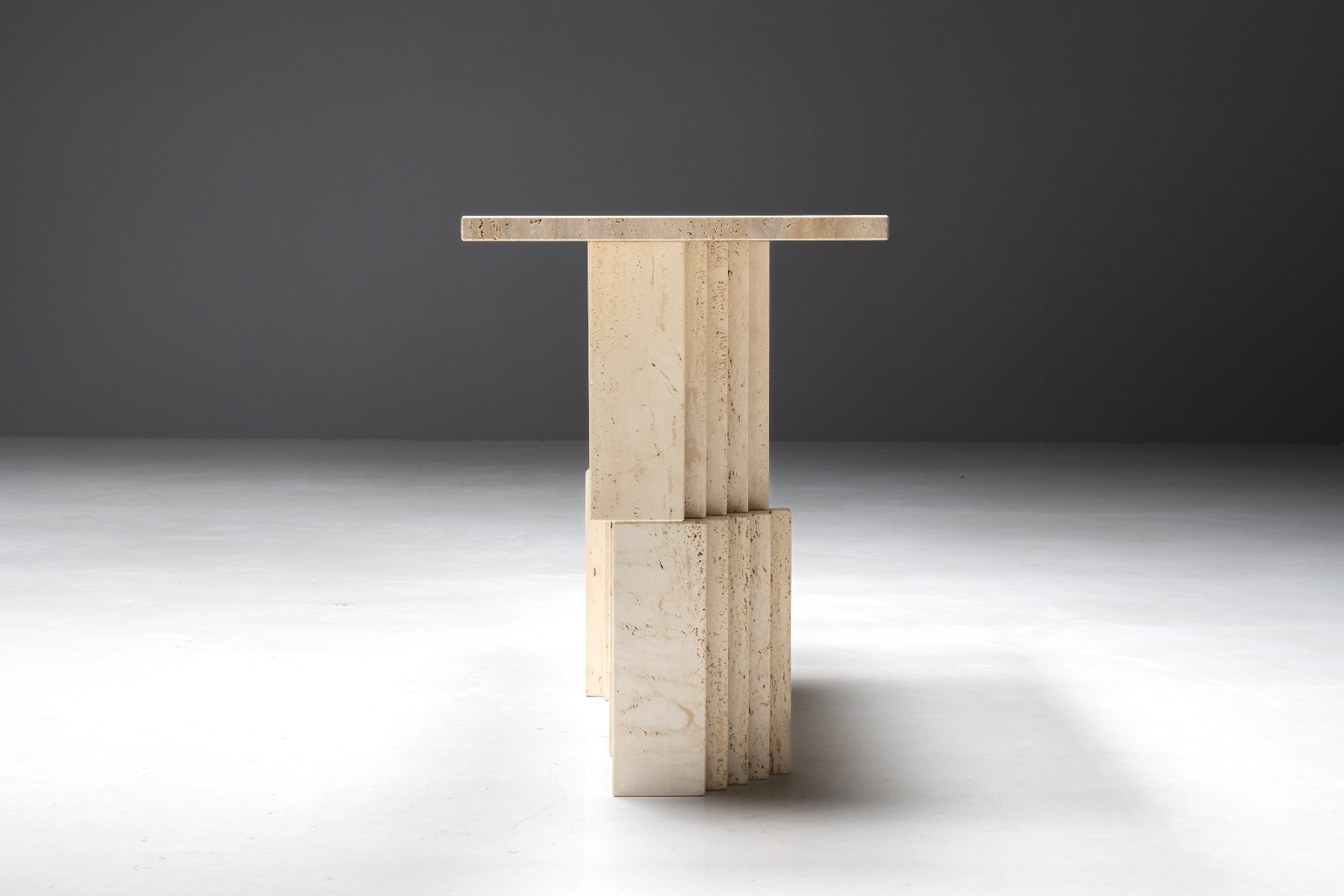 Postmodern Travertine Console Table - 1970s