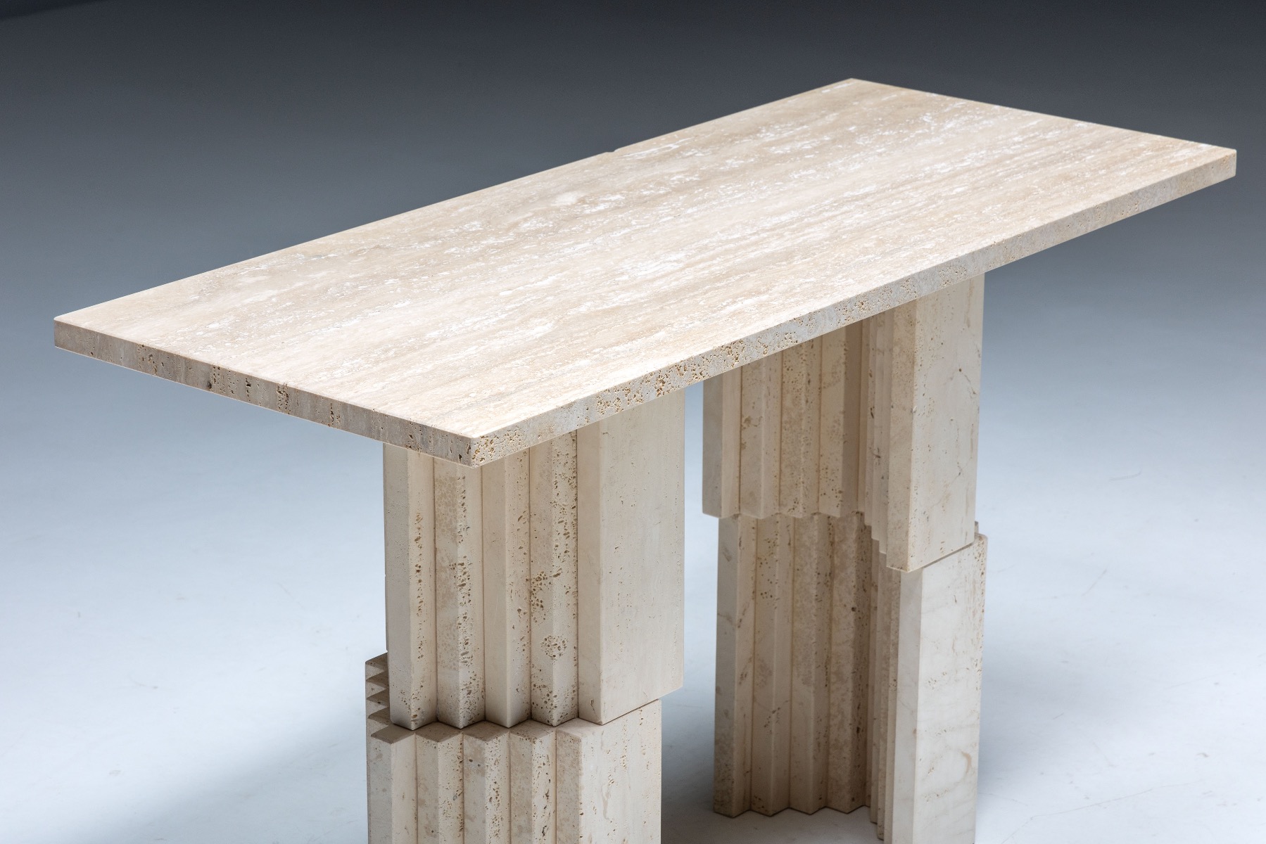 Postmodern Travertine Console Table - 1970s