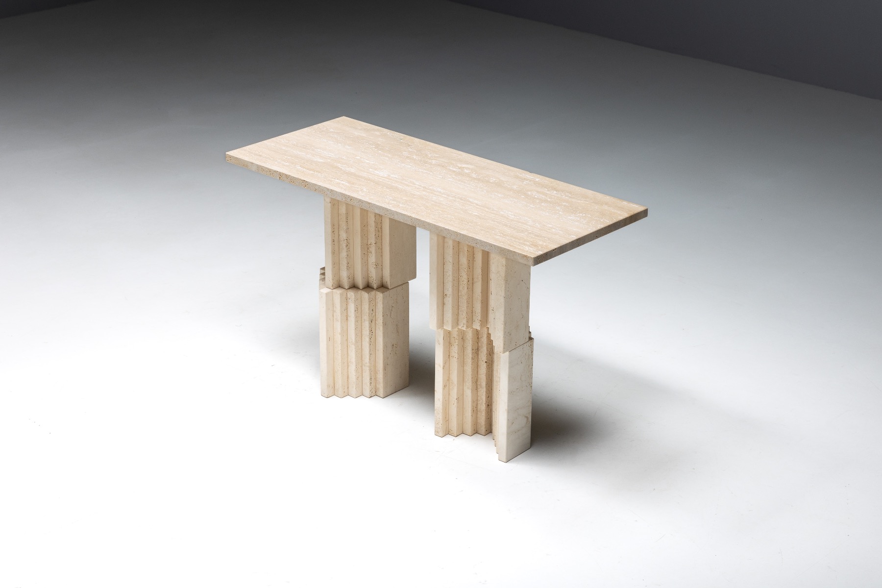 Postmodern Travertine Console Table - 1970s
