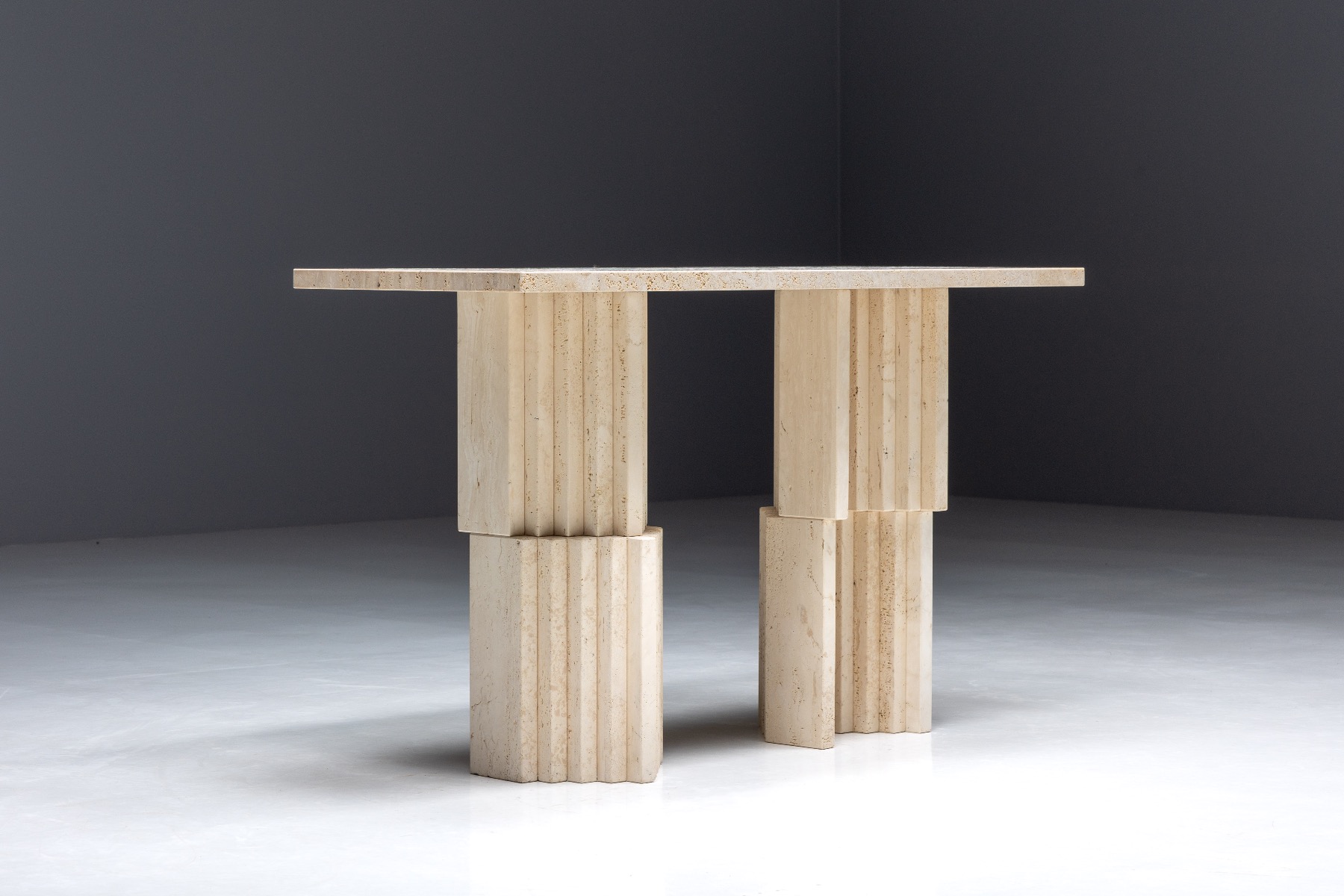 Postmodern Travertine Console Table - 1970s