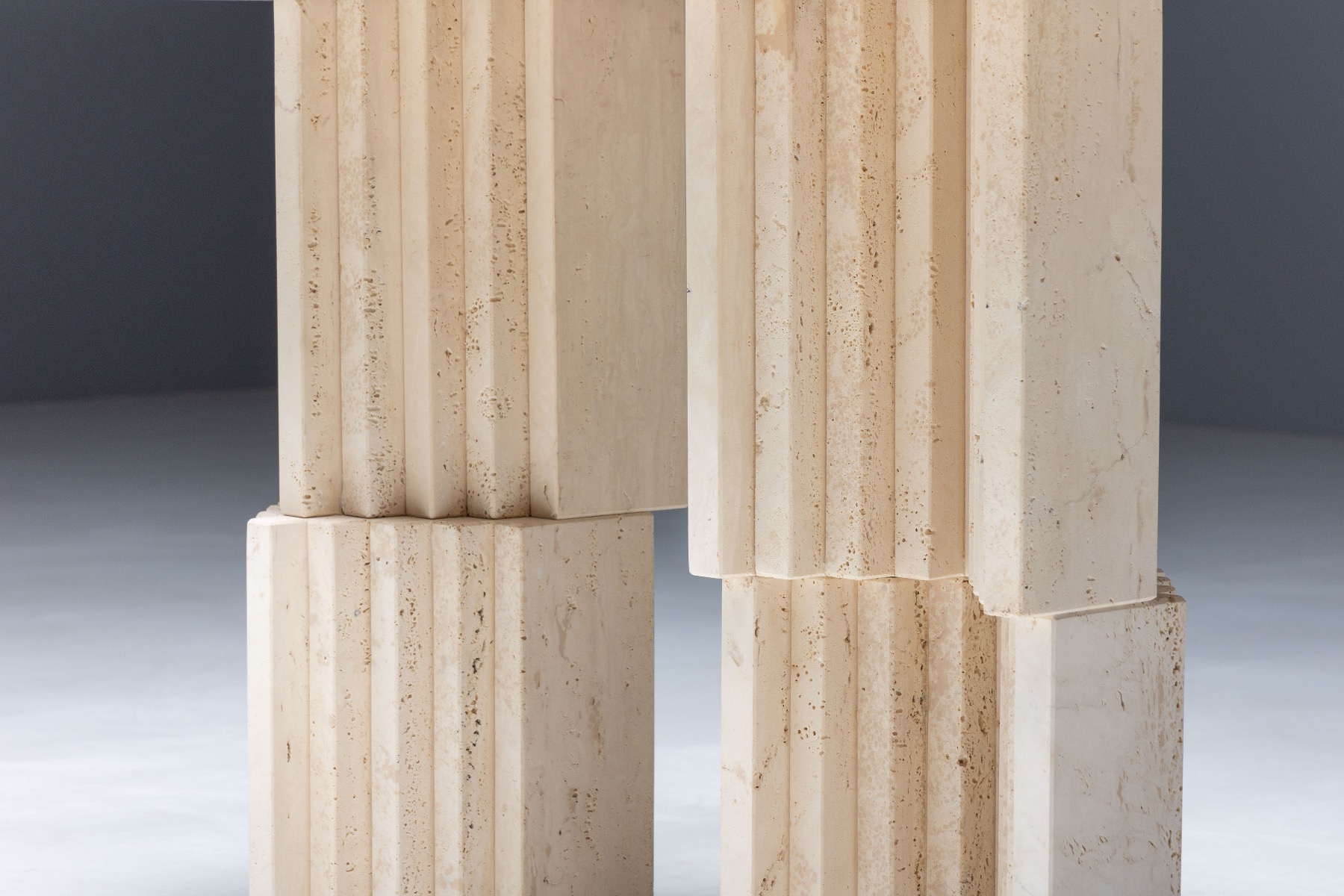 Postmodern Travertine Console Table - 1970s