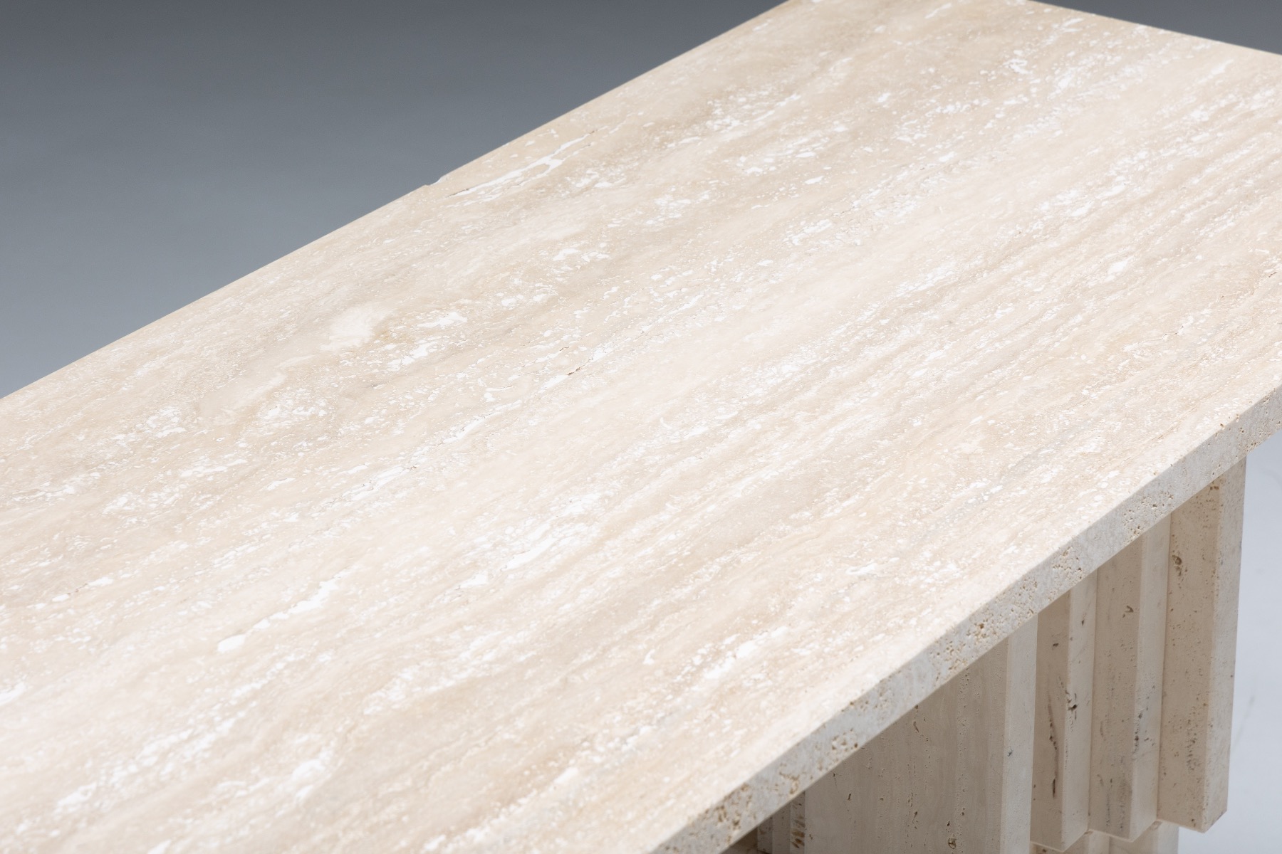 Postmodern Travertine Console Table - 1970s