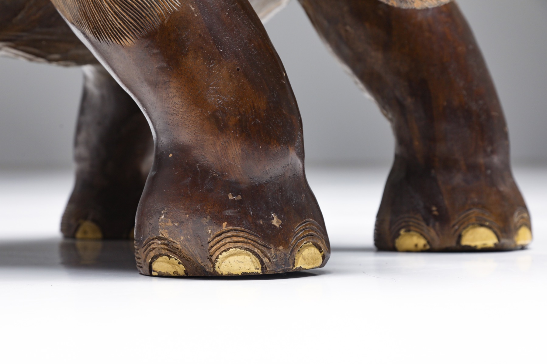 African Hand Carved Elephant Chair - 1900s