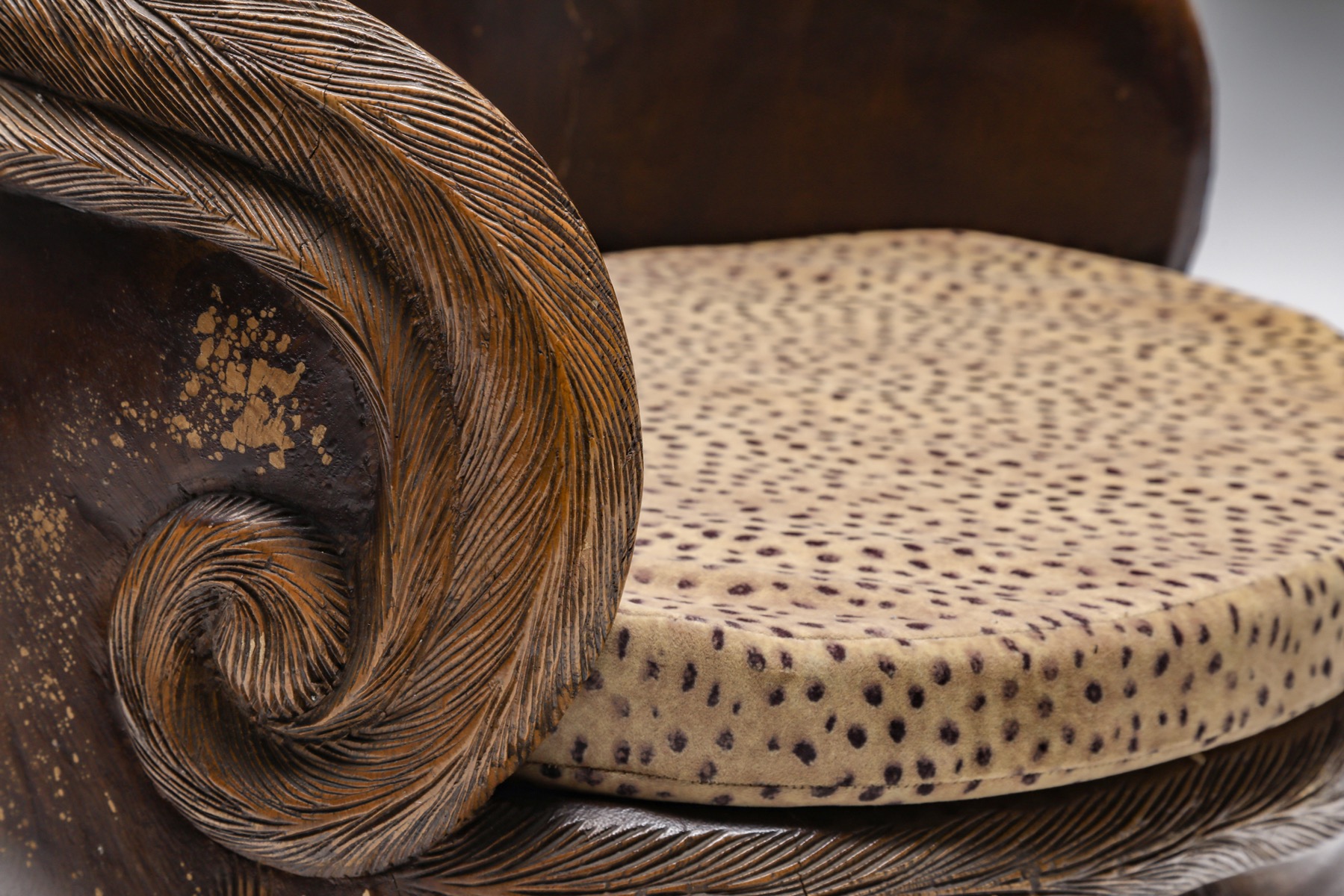 African Hand Carved Elephant Chair - 1900s