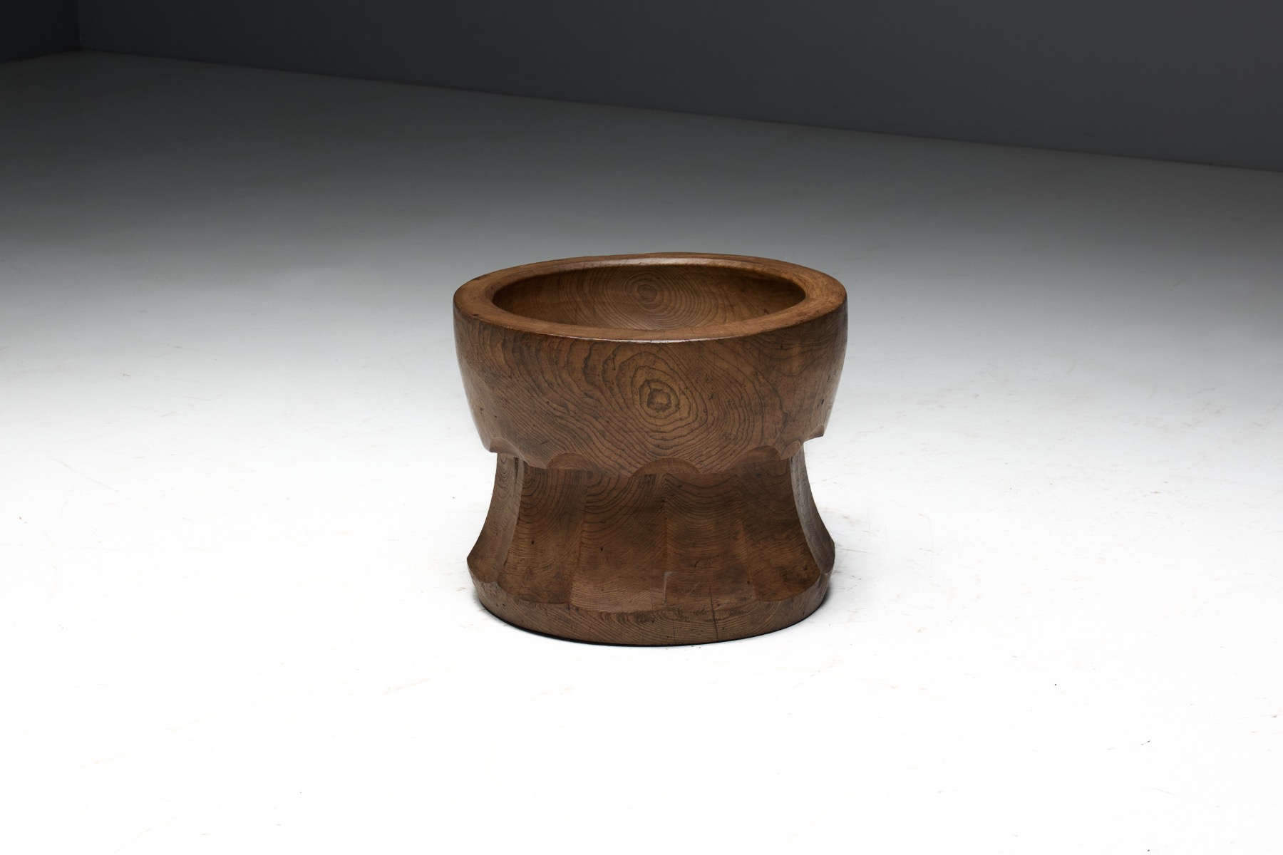Hand-Carved 'Usu' Wooden Mortar, Japan - Early 20th Century