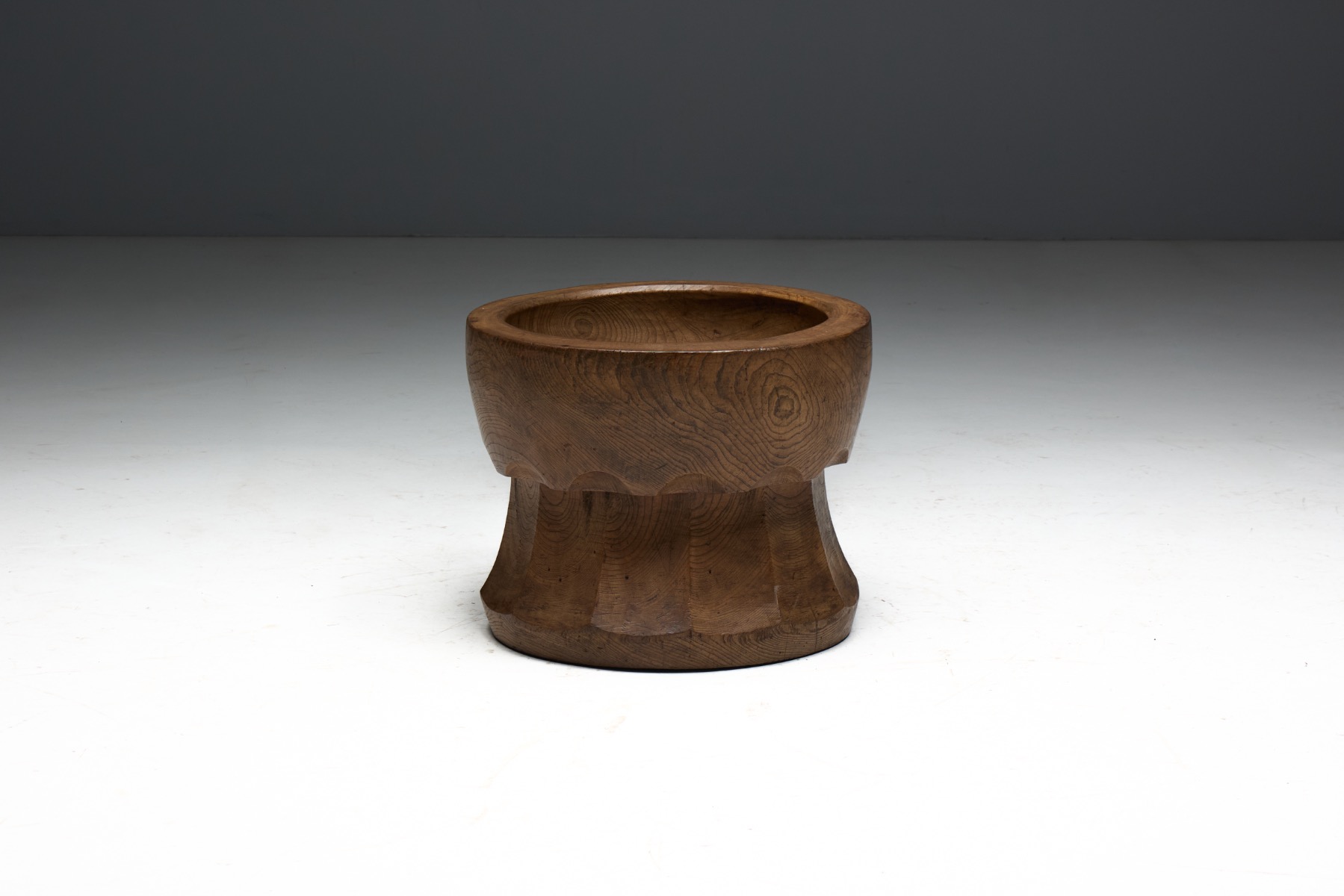 Hand-Carved 'Usu' Wooden Mortar, Japan - Early 20th Century