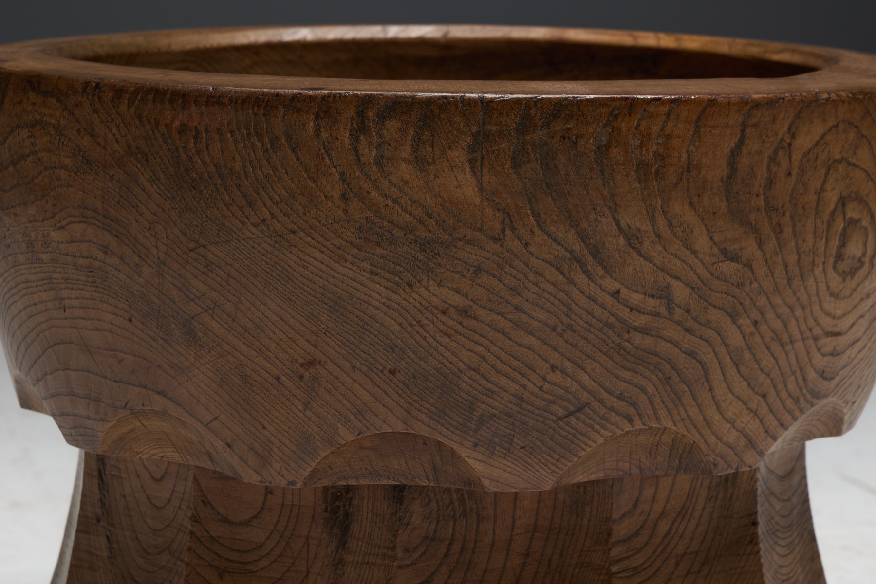 Hand-Carved 'Usu' Wooden Mortar, Japan - Early 20th Century