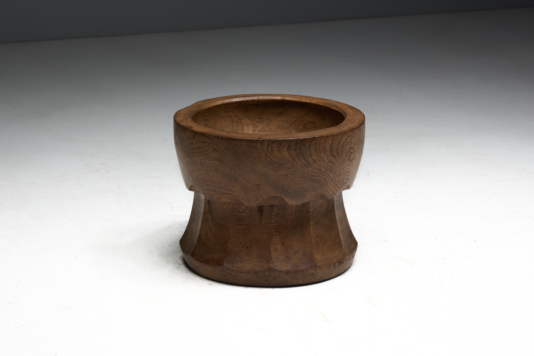 Hand-Carved 'Usu' Wooden Mortar, Japan - Early 20th Century