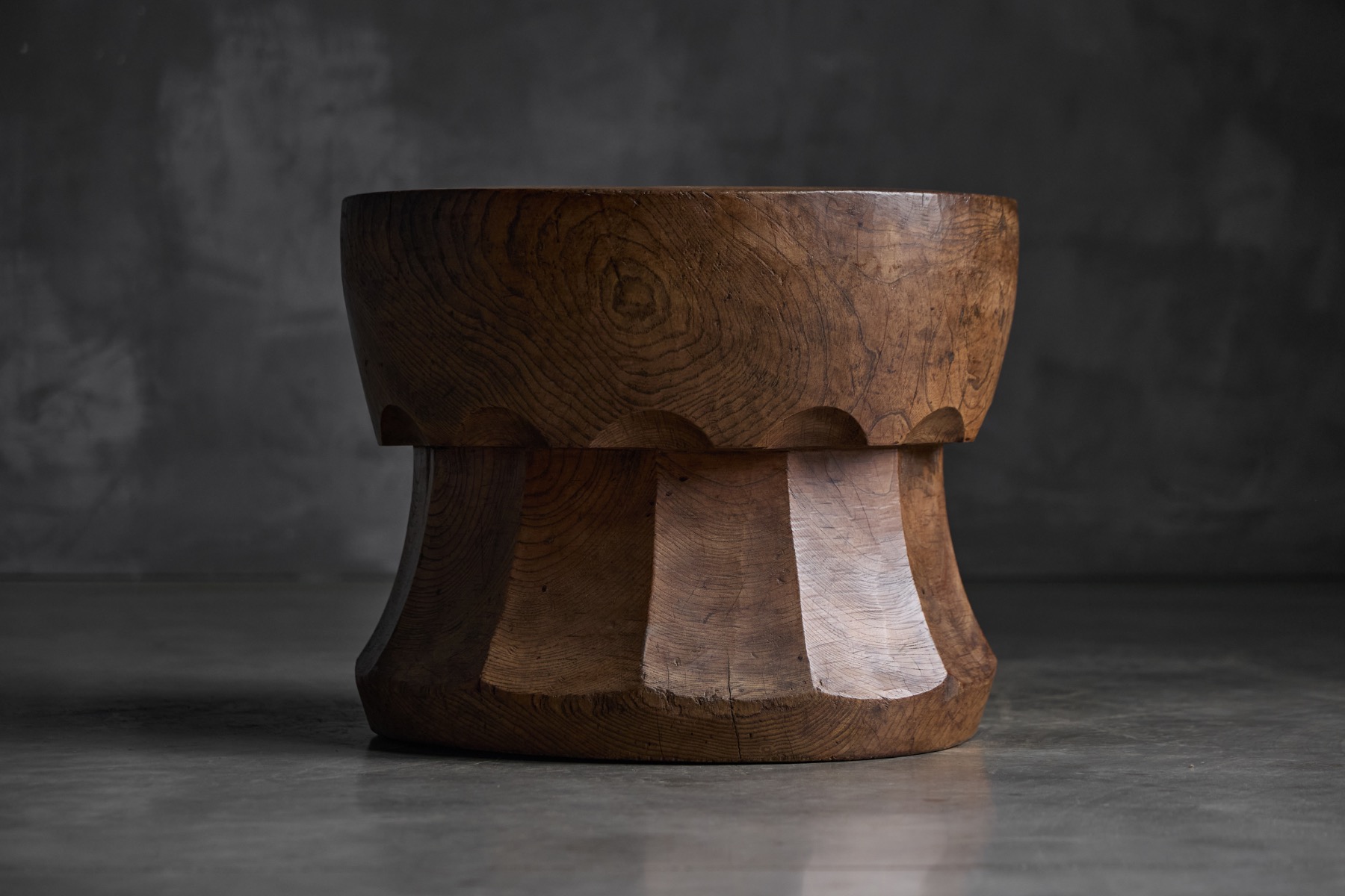 Hand-Carved 'Usu' Wooden Mortar, Japan - Early 20th Century