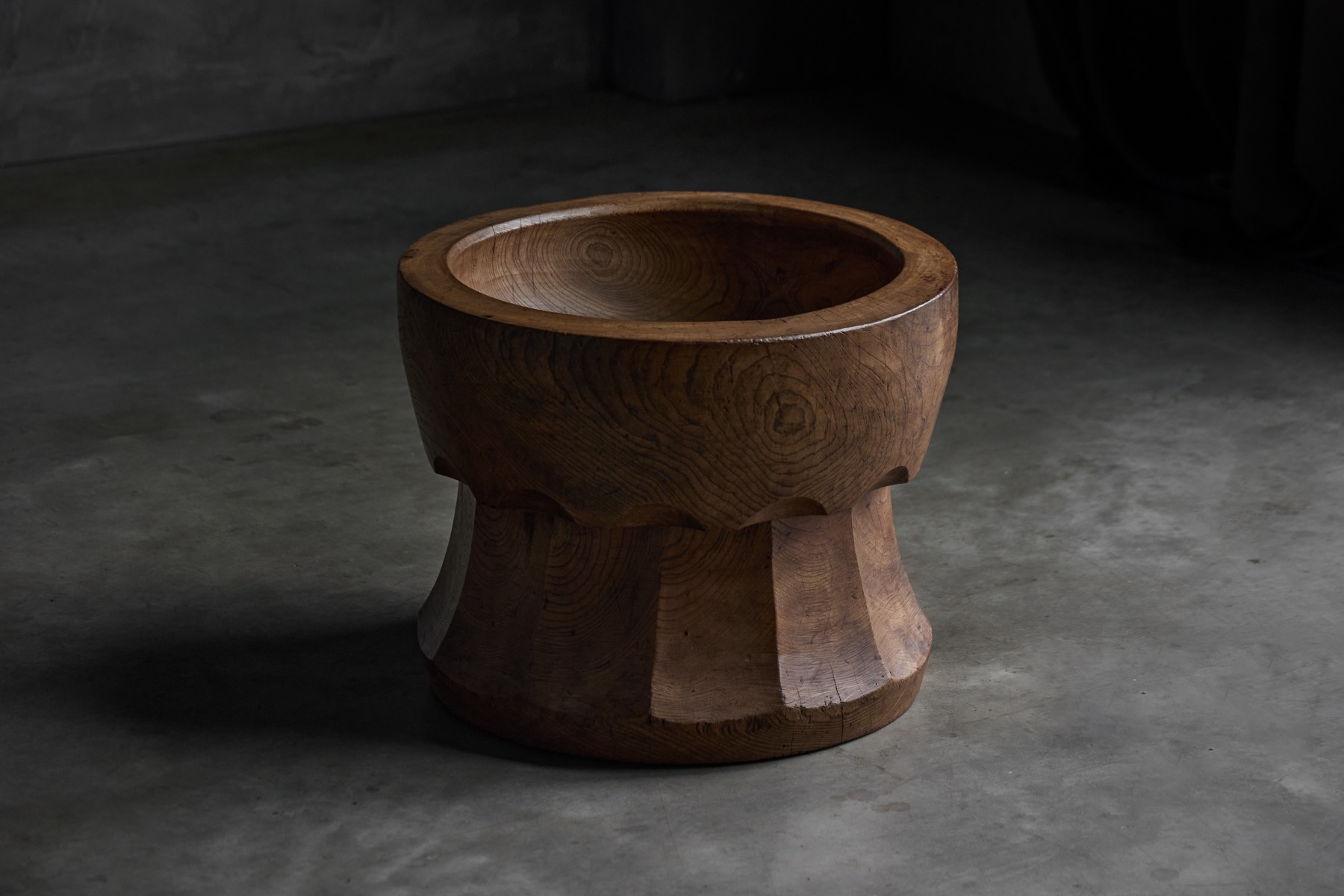 Hand-Carved 'Usu' Wooden Mortar, Japan - Early 20th Century